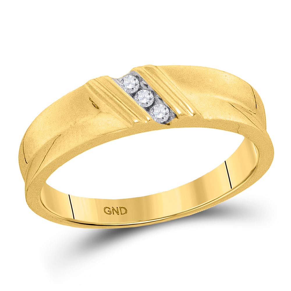 FB Jewels 10K Solid Yellow Gold Men's Round Diamond Wedding Band Ring - 1/20 Cttw | Perfect for Engagement, Anniversary & Gift Giving