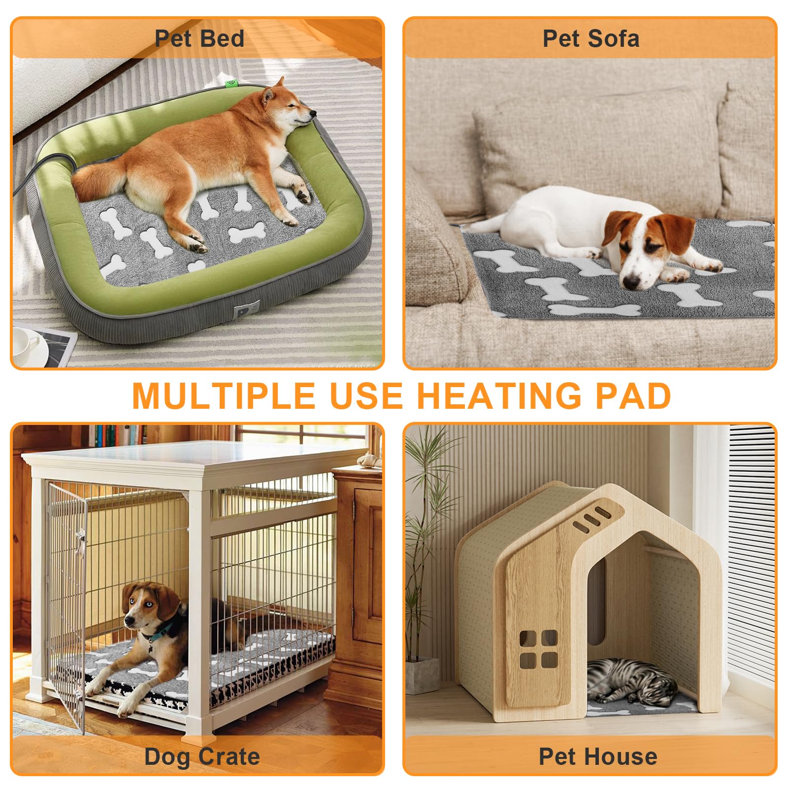 Best Large Dog Heating Pad with Upgraded Normally Open Temperature Controller - 34x21 Inch Pet Heating Mat for Dogs & Cats, Includes Plush Cover (Blue Paw) - Perfect for Cold Weather, Arthritis Relief & Indoor Pet Comfort