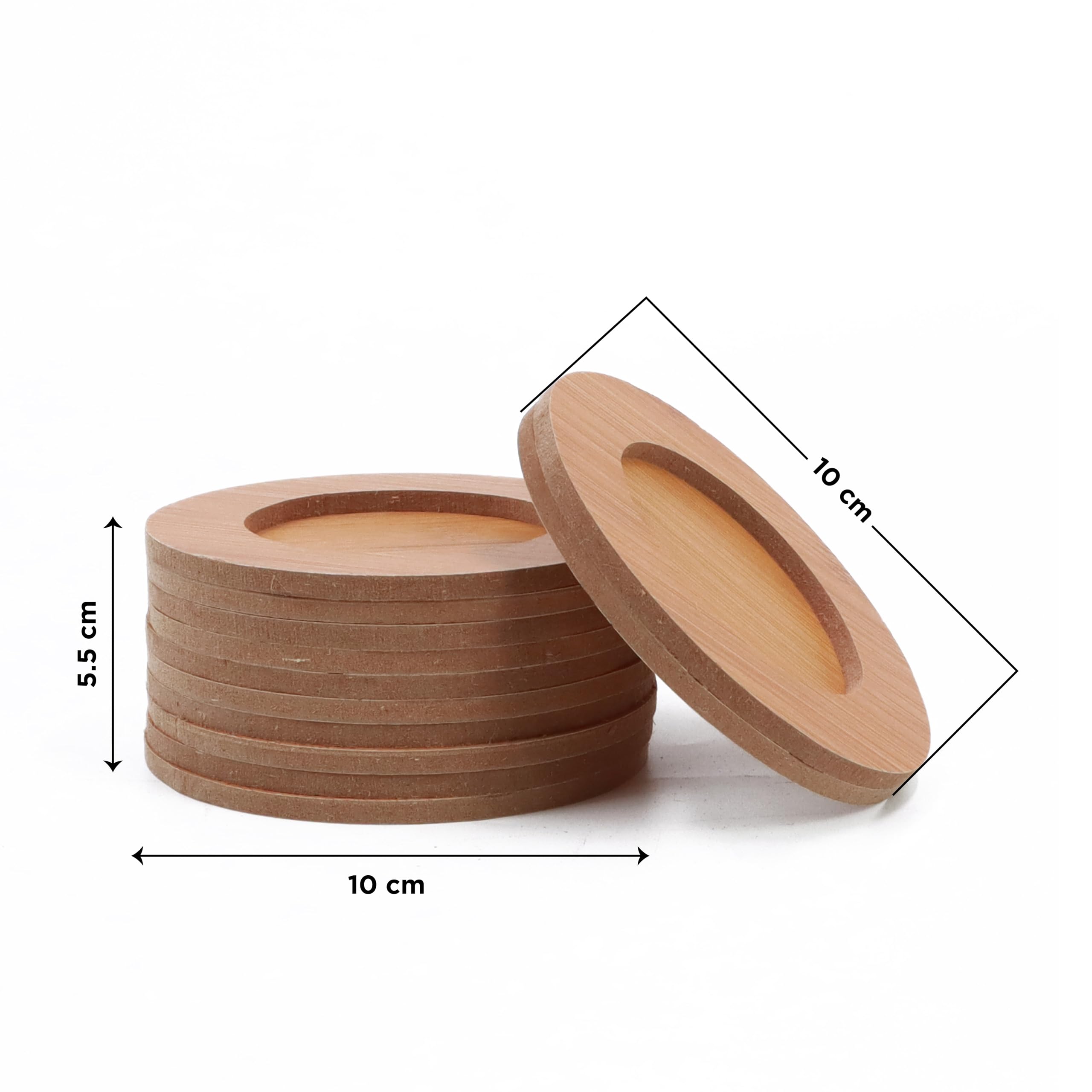 Eco-Friendly Wooden Drink Coasters Set of 6 - Round Heat Resistant Table Coasters for Coffee Mugs, Tea Cups & Glasses | Perfect for Home, Office & Restaurant Use