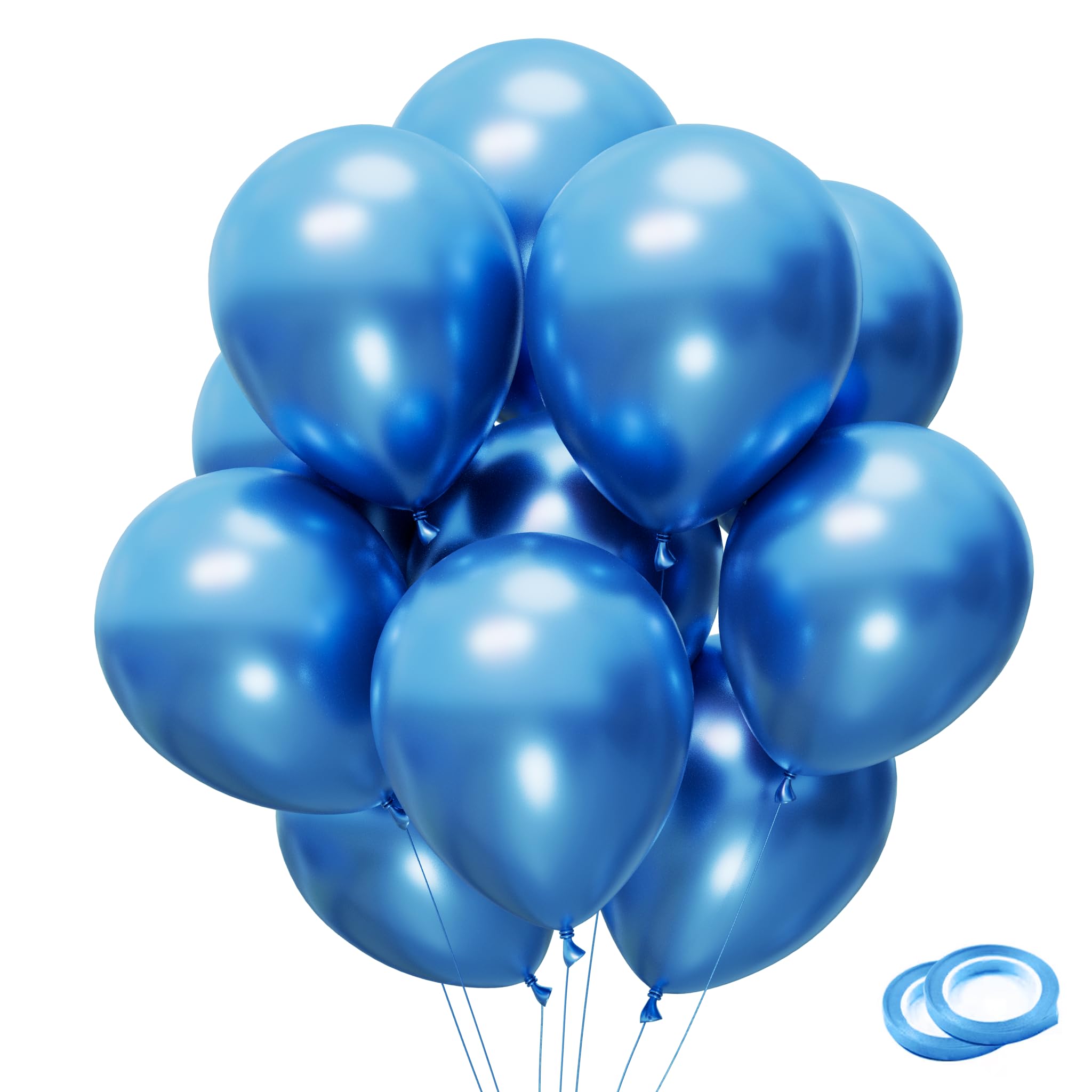 100pcs 12 Inch Chrome Metallic Blue Helium Balloons - Premium Party Decorations for Birthday, Wedding, Baby Shower & Christmas Events - Perfect for Balloon Arches, Ceiling Decor & Party Backdrops