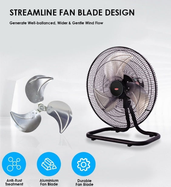 Europace EPF2183U 18 Inch Twin Turbo Power Floor Fan - High Velocity Cooling for Home, Office & Outdoor Use