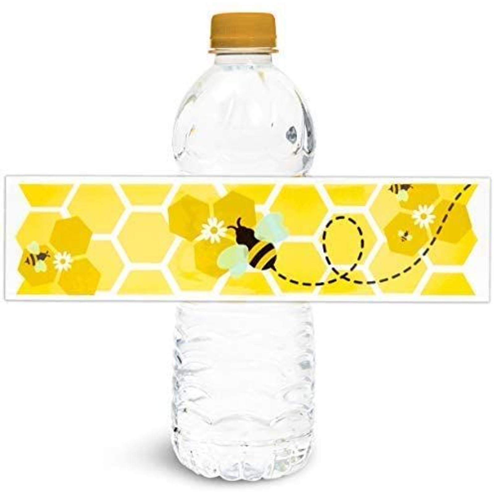 100 Pack Bumble Bee Water Bottle Labels - Bee Stickers for Kids Party, Baby Shower & Birthday Decor - 8.5 x 2 Inch Adhesive Wrappers - Perfect for Summer Picnics, School Events & Themed Celebrations