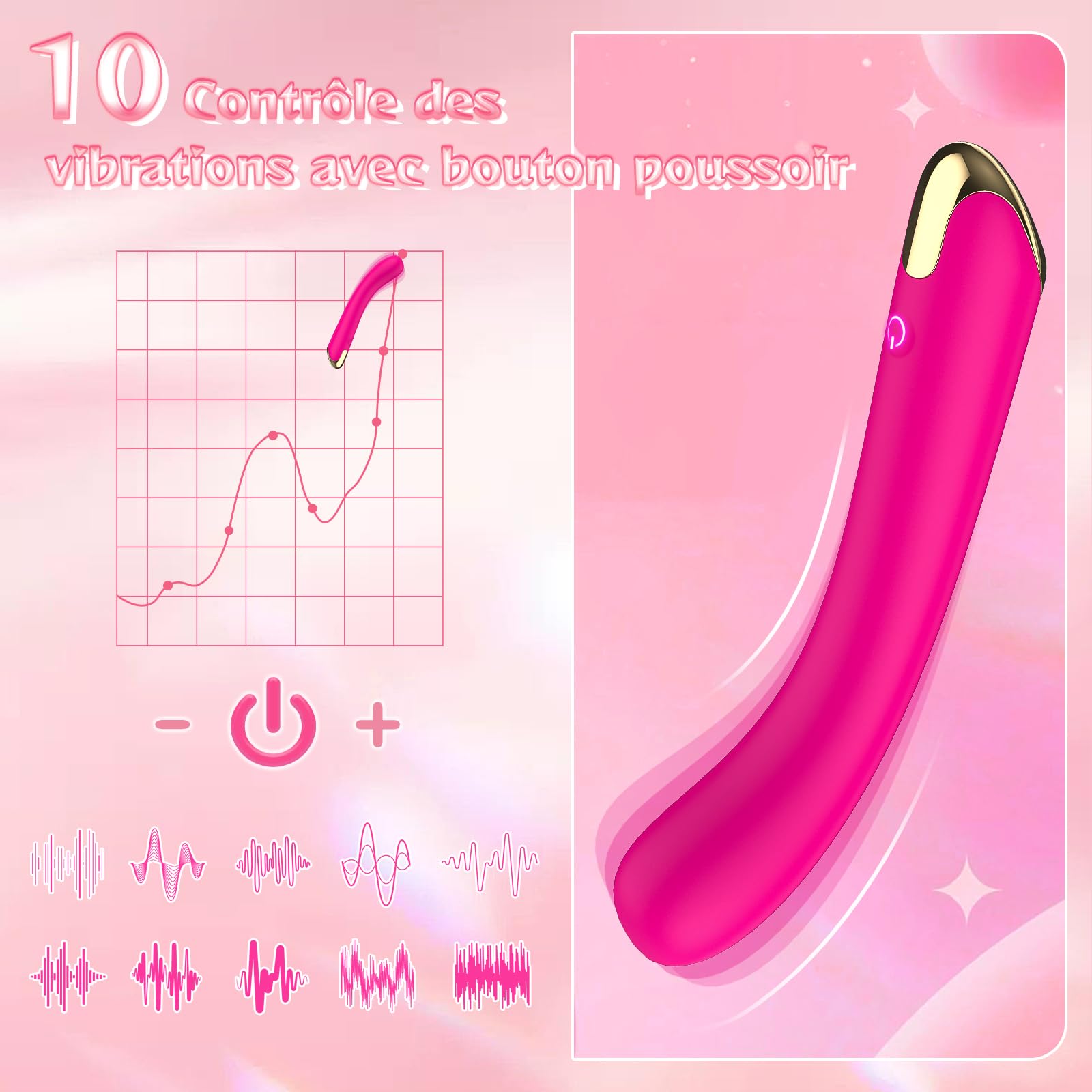 Clitoral Vibrator for Women with 10 Vibration Modes, G Spot & Clit Stimulator, Rechargeable Waterproof Sex Toy for Vaginal & Clitoral Pleasure - Perfect for Solo Play & Couples Foreplay (ROSA-Q2)