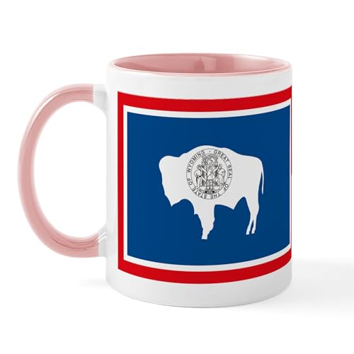 White/Pink Inside - Wyoming Flag Mug