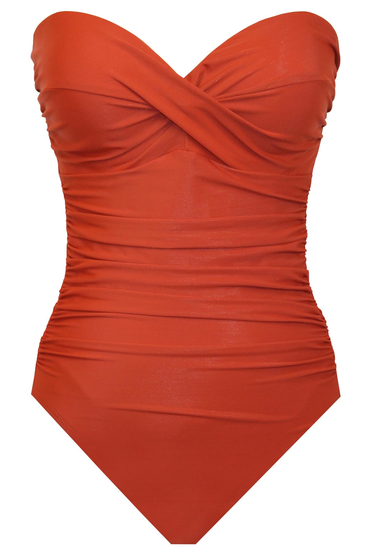 Miraclesuit Women's One Piece Swimsuit - Rock Solid Madrid Bandeau with Underwire & Detachable Straps | Tummy Control Swimwear for Beach, Pool & Vacation