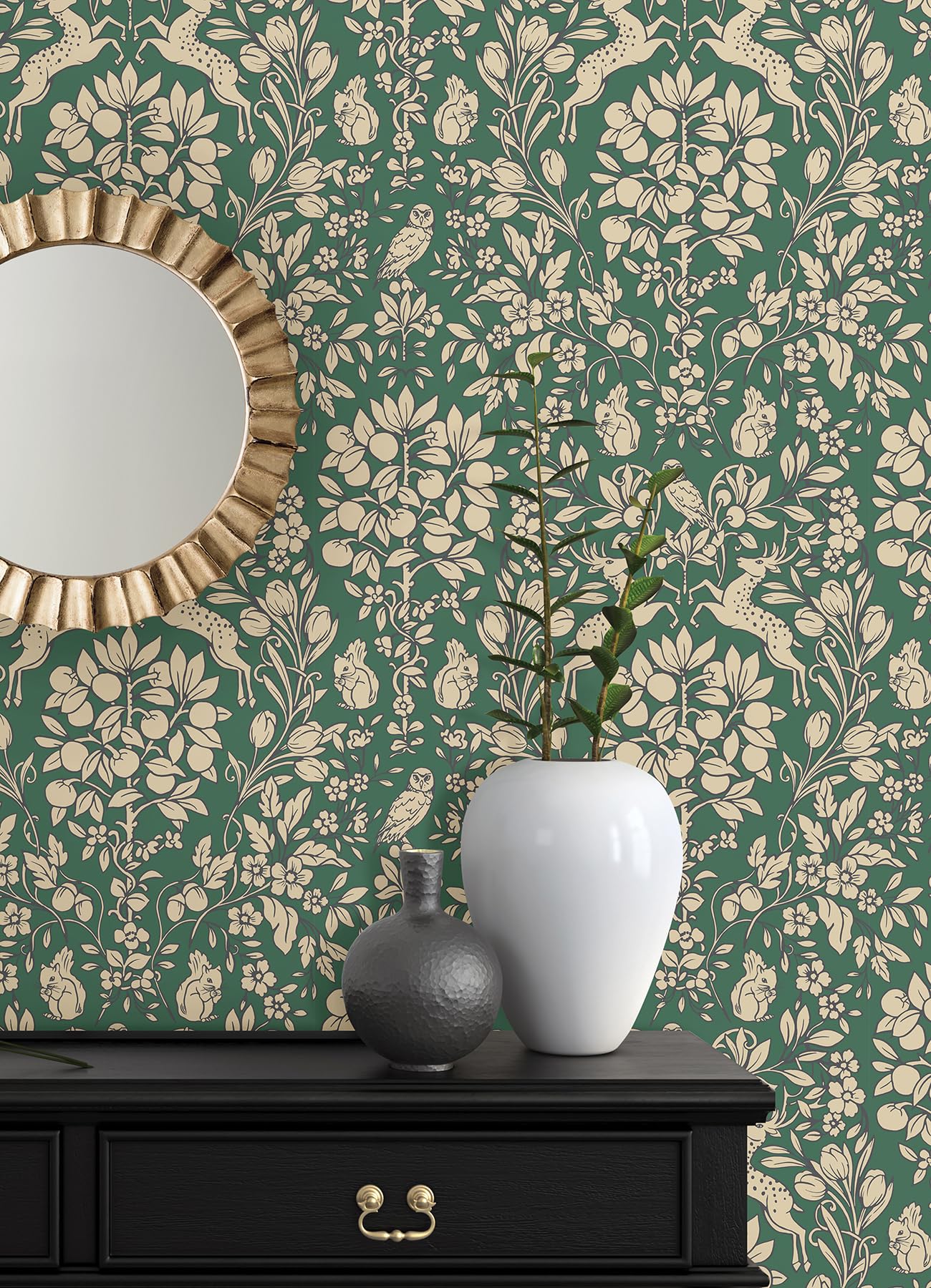 NuWallpaper Emerald Enchanted Peel & Stick Wallpaper - Self-Adhesive Removable Wallpaper for Bedroom, Living Room & Office Decor - Easy DIY Home Renovation