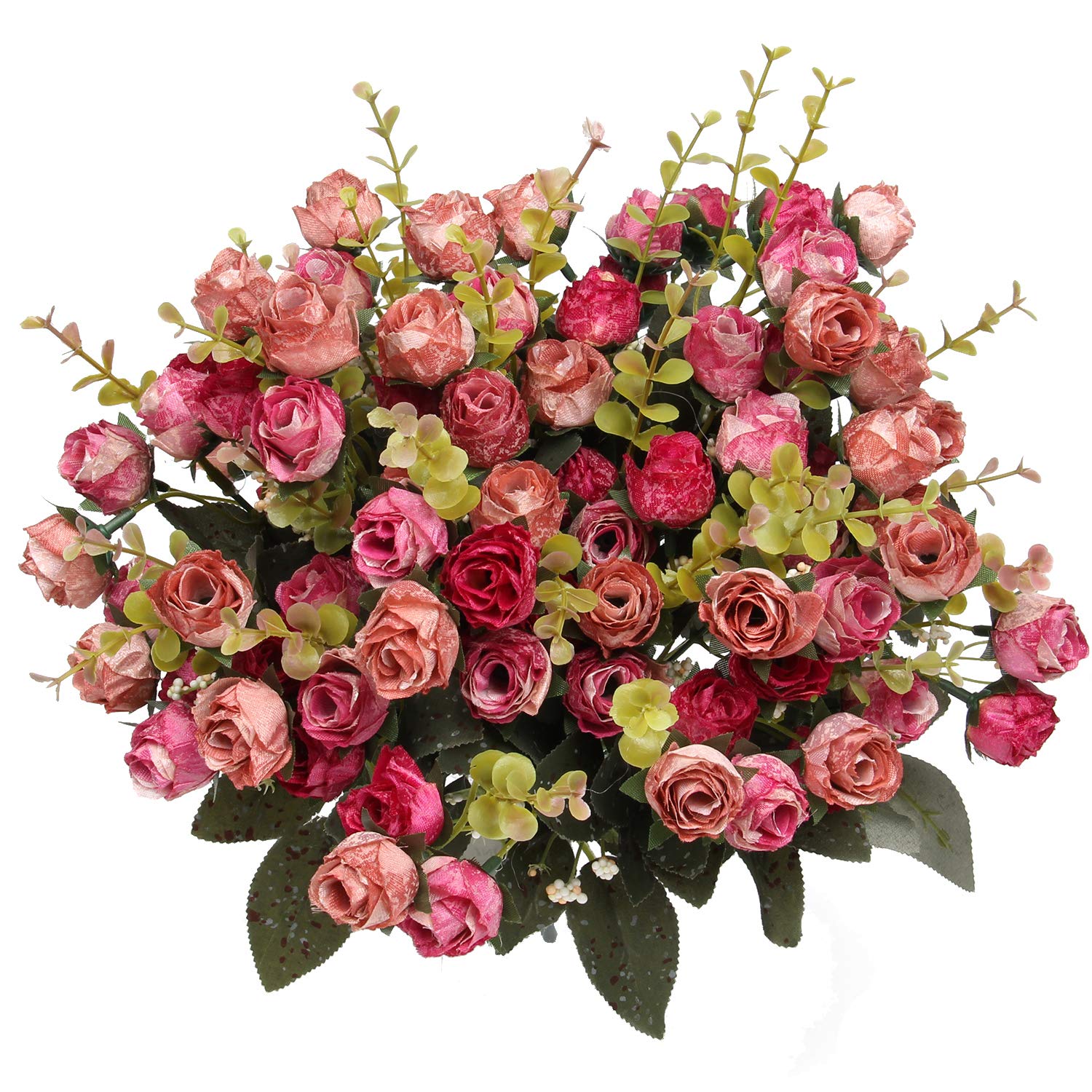 21 Heads Silk Rose Bouquet - Artificial Mini Roses for DIY Wedding Bouquets, Bridal Shower Centerpieces, Home Decor (Pack of 4, Rose Red) | Perfect for Wedding Decorations, Table Centerpieces, and Romantic Home Accents