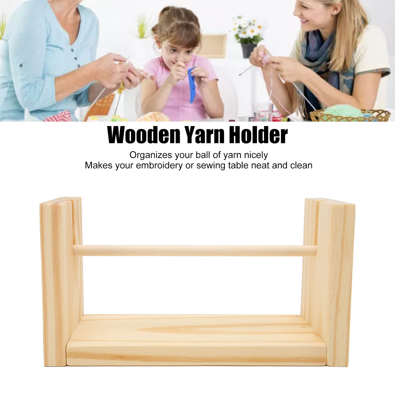 Premium Wooden Horizontal Yarn Holder - Tangle-Free Crochet & Knitting Yarn Stand for Smooth Sewing & Embroidery | Durable Craft Organizer for Efficient Crocheting, Knitting Projects at Home