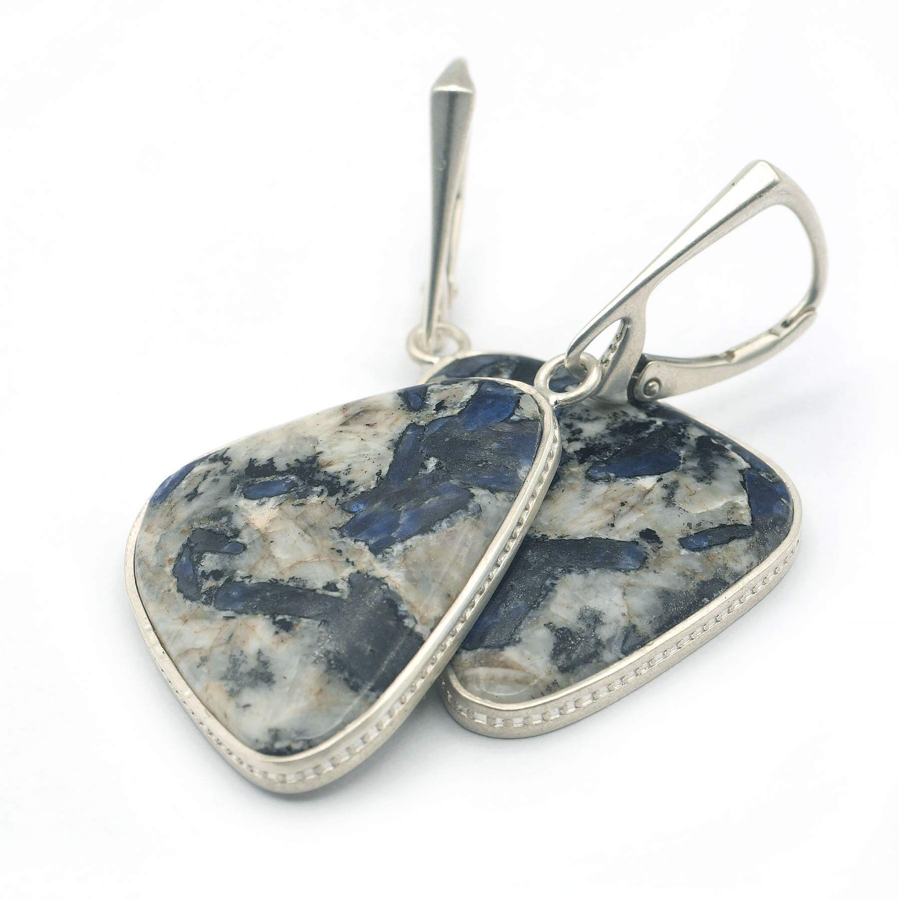 Natural Sapphire in Matrix 925 Sterling Silver Earrings for Women - Elegant Handmade Jewelry for Everyday Wear & Special Occasions