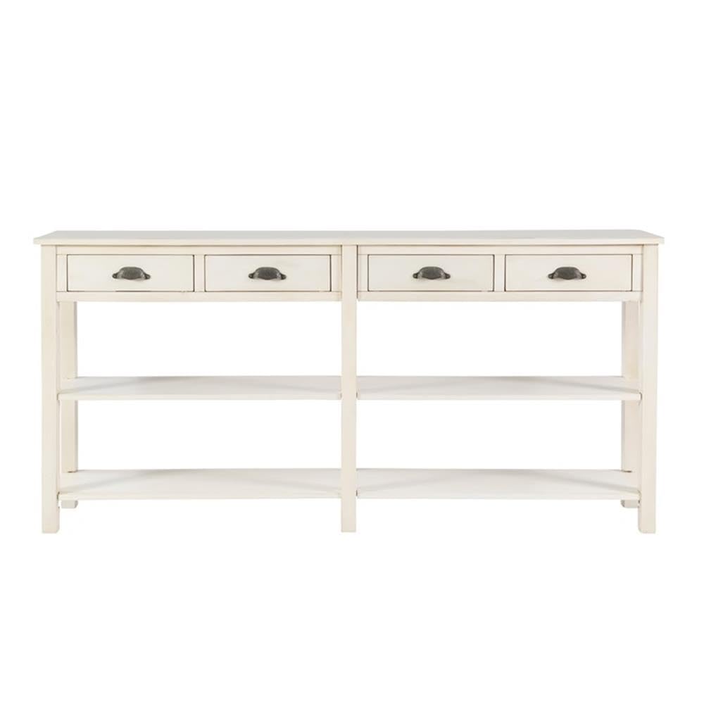 Pemberly Row Transitional Cream Birch Wood Console Table - Elegant Entryway Furniture for Hallway, Living Room & Foyer Decor