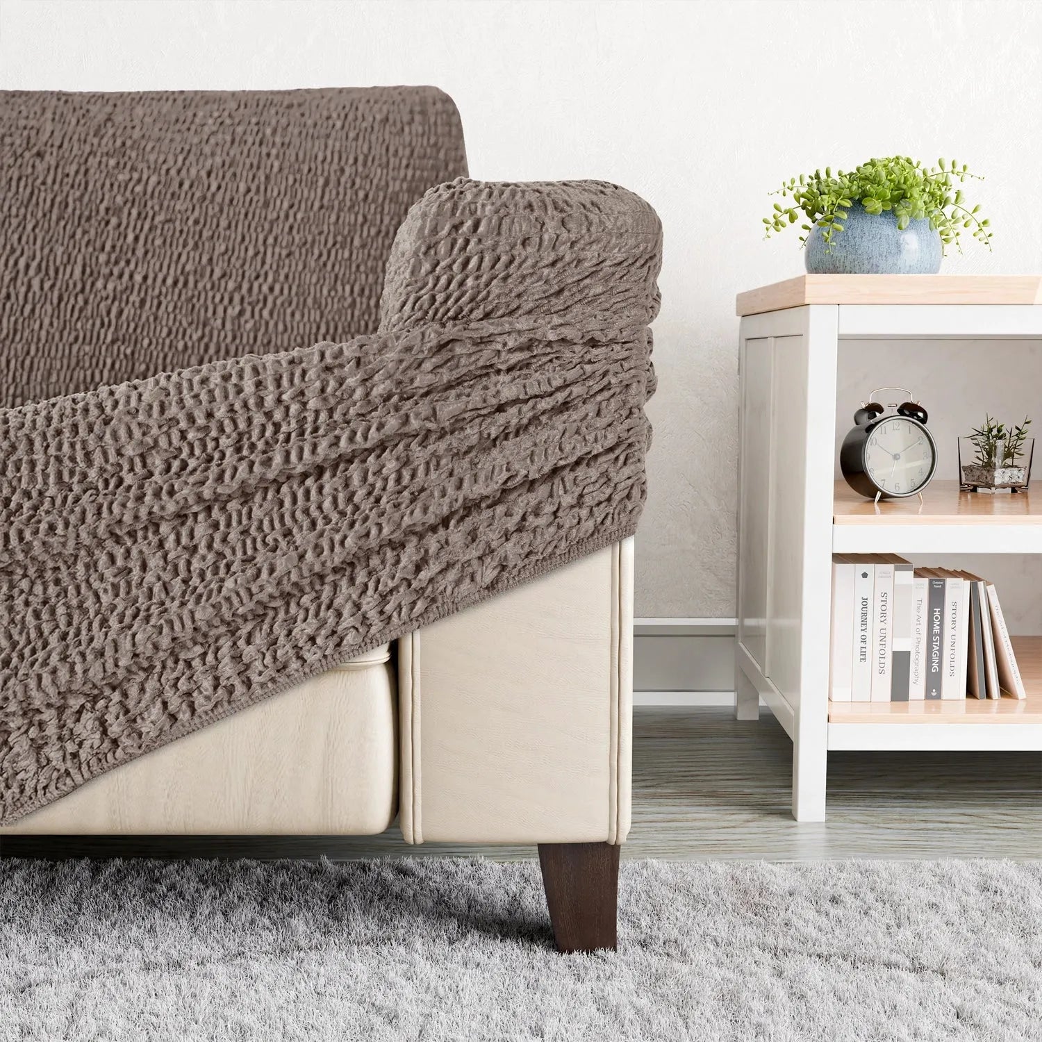 2 Seater Recliner Slipcover - Soft Velvet Stretch Sofa Cover with Elastic Hem, Perfect for Living Room Furniture Protection and Style Upgrade
