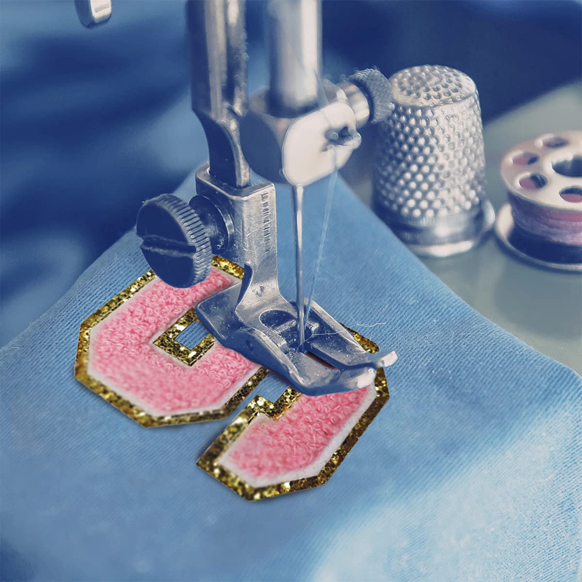 Gold Glitter & Pink Chenille Iron-On Letter Patches (3-Pack) – 3.1 Inch Varsity Initial Patches for Team Costumes, Jackets & DIY Decoration – Adhesive Sticker Letters for Clothing, Bags & Accessories