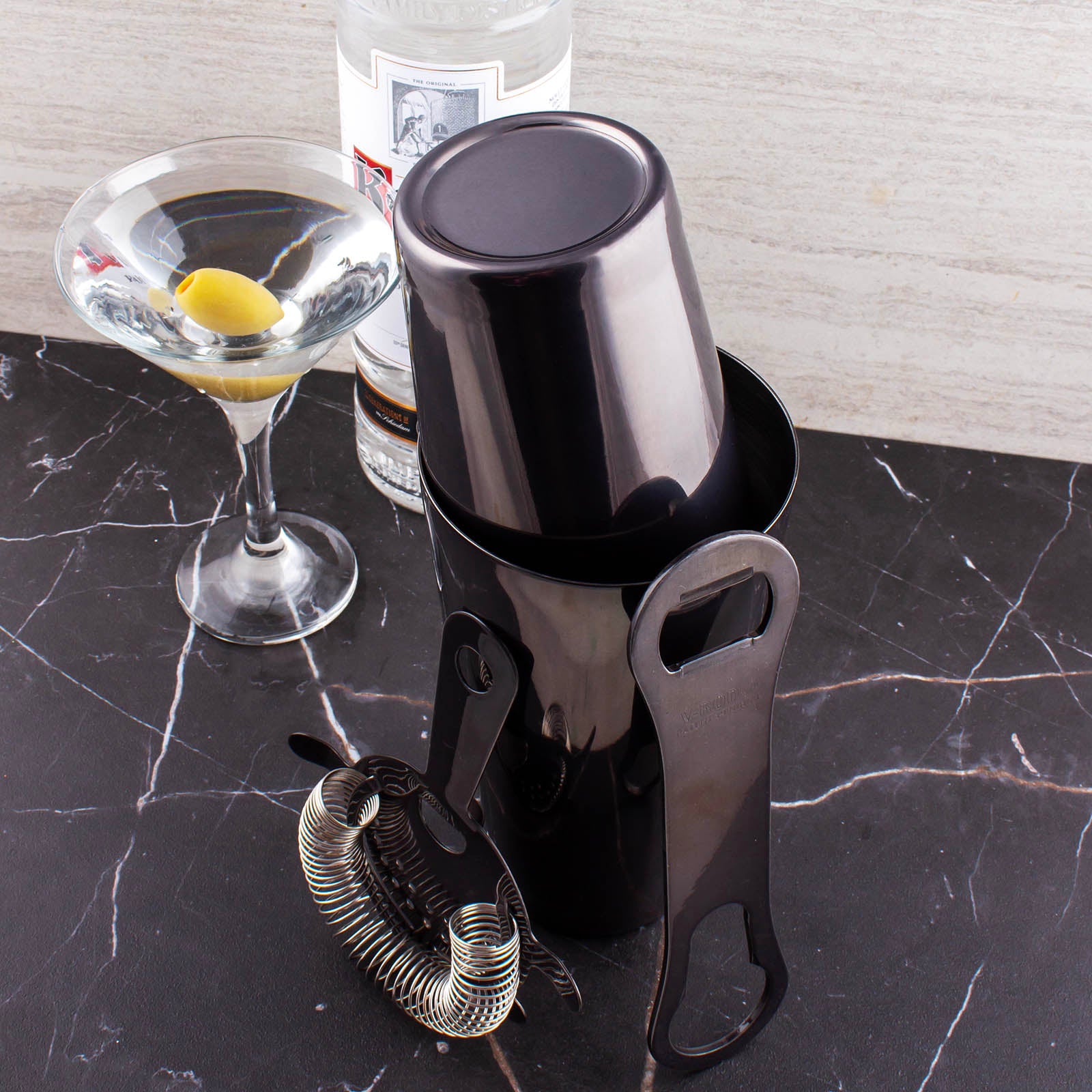 4-Piece Bar Set with V-Rod® in Candy Black Smoke - Perfect for Home Bars, Restaurants, and Outdoor Entertaining