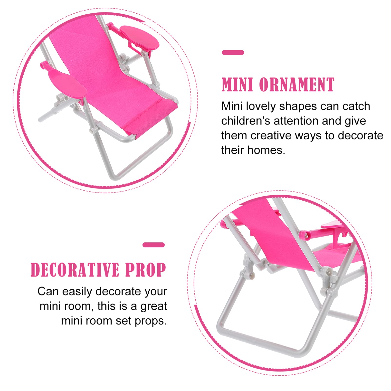 Mini Beach Lounge Chairs for Kids - 2 Pack Dollhouse Furniture, Tiny Sofa for Action Figures & Room Decor - Perfect for Beach-Themed Photos, Doll Play & Car Accessories