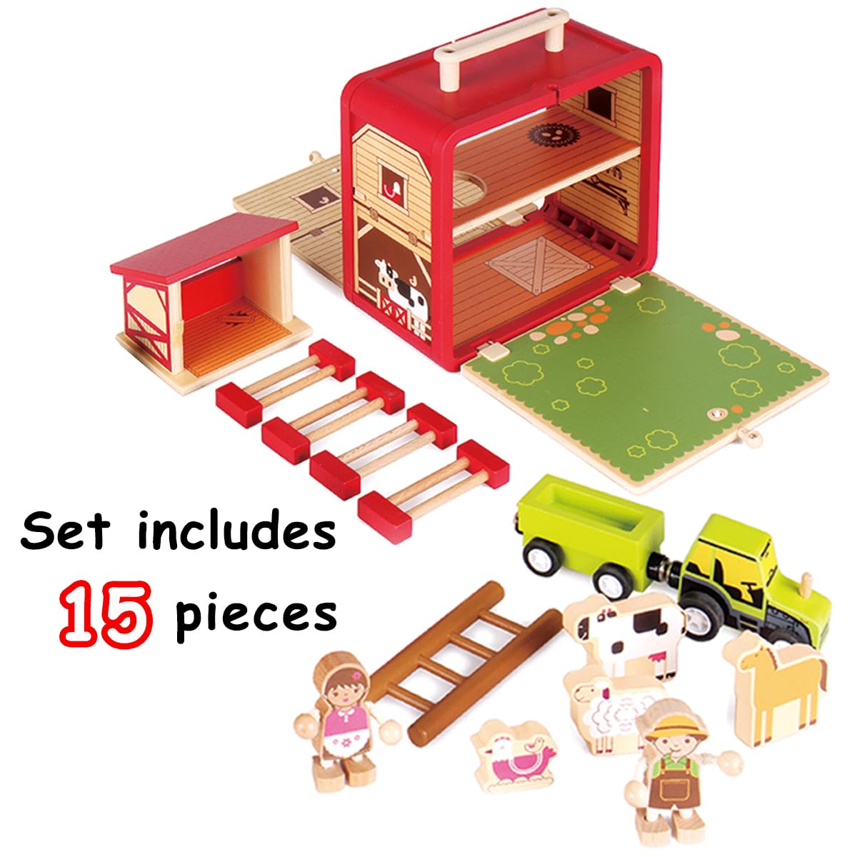 Best Wooden Construction Set - Animal Farm Toys with Figurines & Storage Box for Kids Ages 3+ | Educational STEM Learning Toy for Preschoolers | Perfect for Pretend Play, Farm-Themed Parties & Early Childhood Development