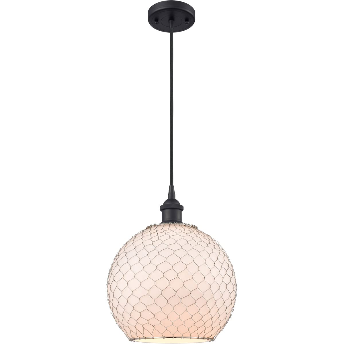 **Ballston Collection Matte Black Farmhouse Mini Pendant Light with Chicken Wire Design – Perfect for Kitchen Island, Dining Room, or Entryway Lighting**