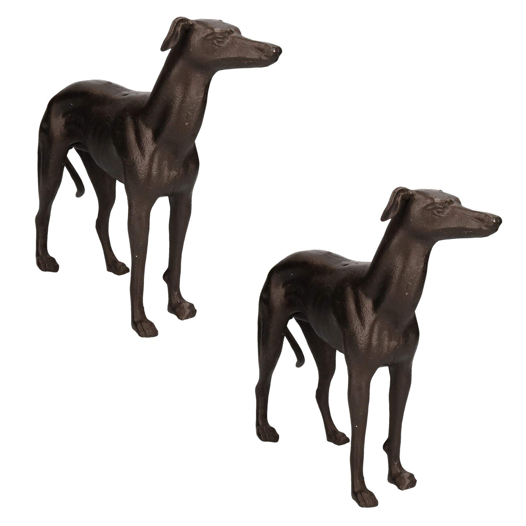 Vintage Greyhound & Whippet Dog Cast Iron Statue Set - Handcrafted Sculpture Pair for Home Decor, Garden Ornament, or Trophy Award | Perfect for Pet Lovers & Animal-Themed Collections