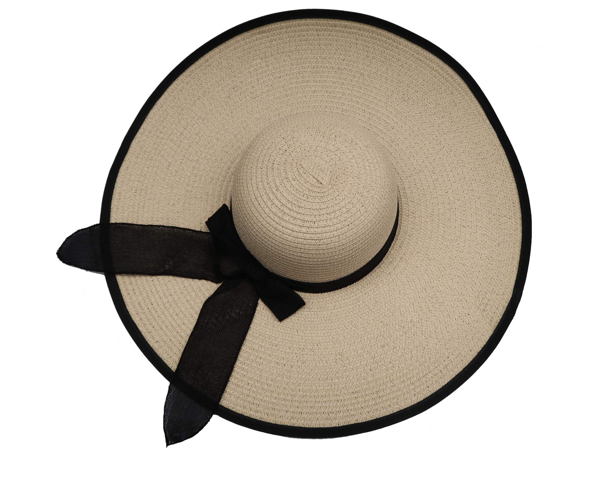 Women's Wide Brim Straw Sun Hat - UPF 50+ UV Protection Foldable Beach Hat for Summer, Vacation, Pool Party & Outdoor Activities