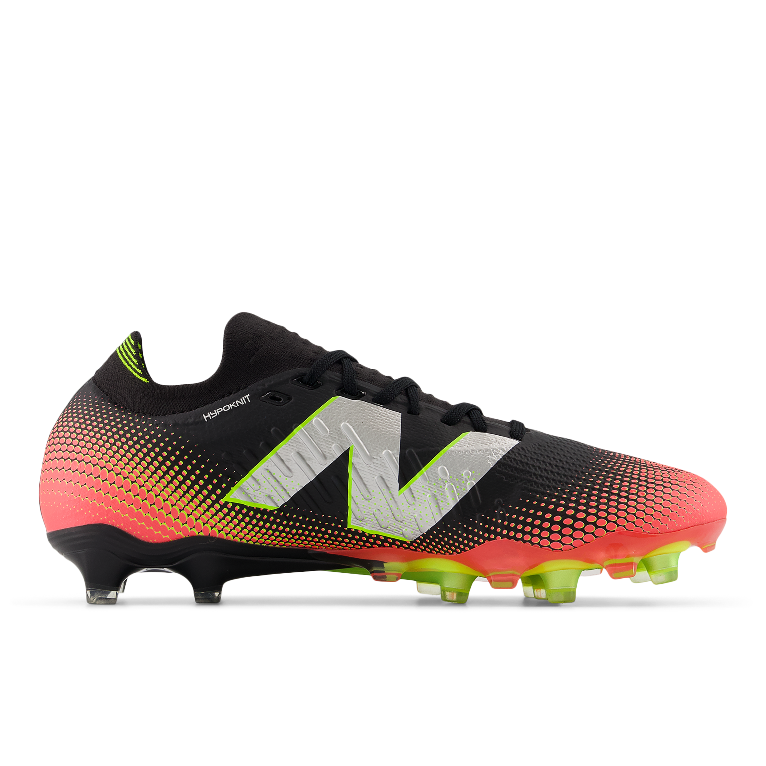 New Balance Tekela Pro Low Laced V4+ FG Soccer Cleats for Men - Black/Neo Flame/Clementine - Lightweight Football Shoes for Artificial Grass - Perfect for Training & Matches