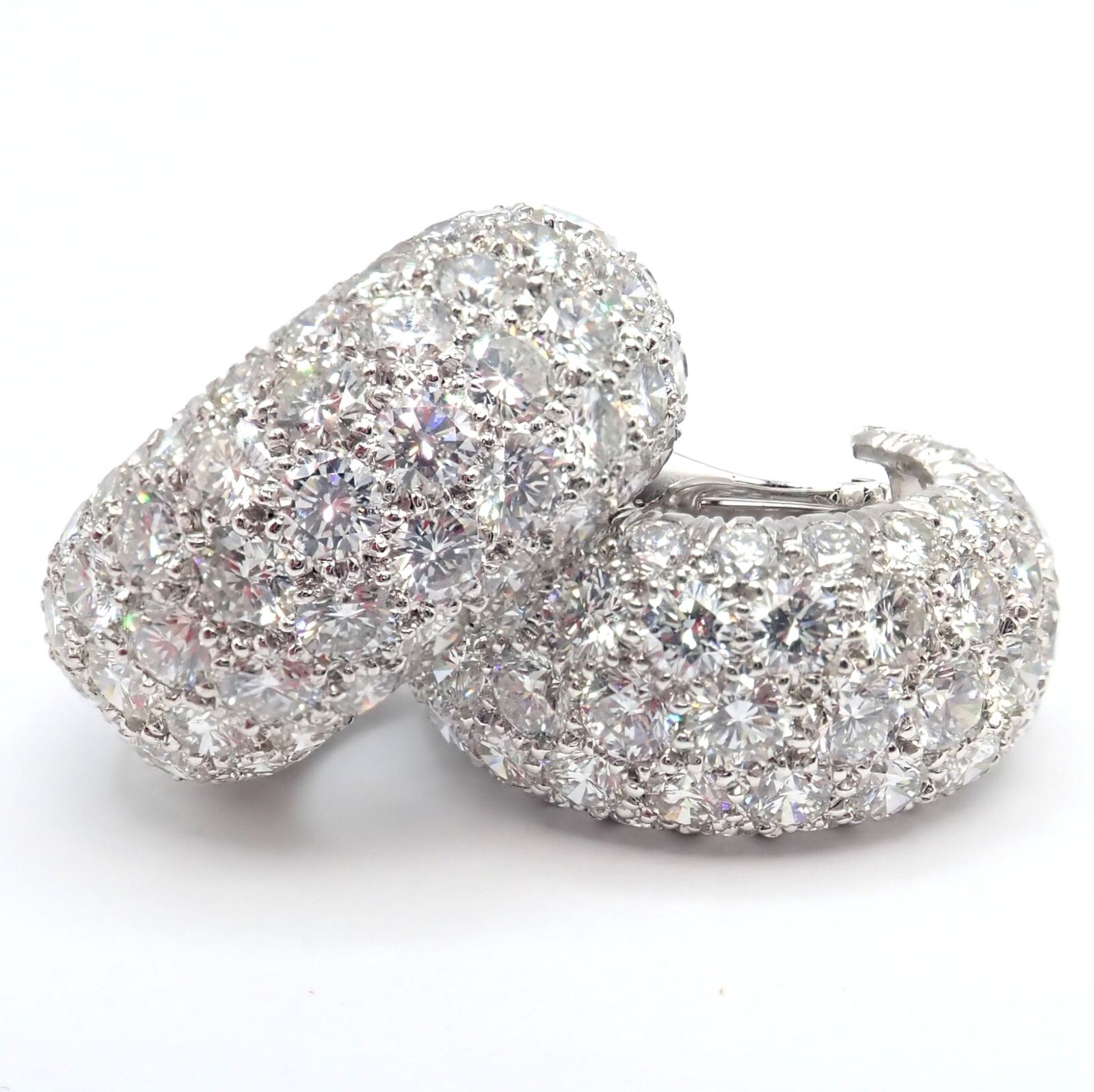 Authentic David Webb Platinum 18k White Gold 10 Carat Diamond Hoop Earrings for Women - Luxury Jewelry Gift for Anniversary, Wedding & Special Occasions