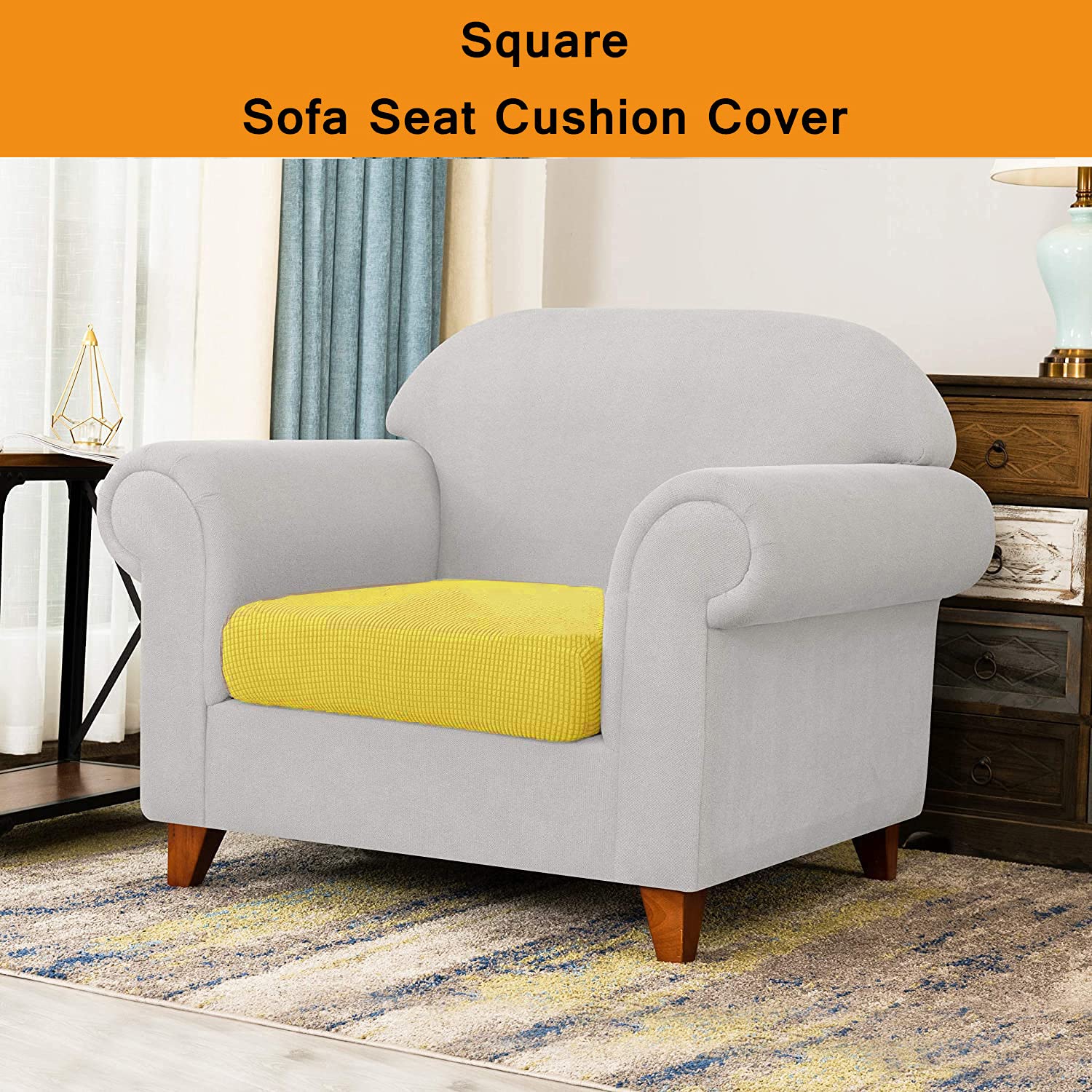 Stretch Waterproof Sofa Cushion Cover - High Elastic Fabric Slipcover for 2-Seater Couches (Emerald Green, Large) | Water-Repellent & Durable for Living Room, Office, or Outdoor Furniture Protection