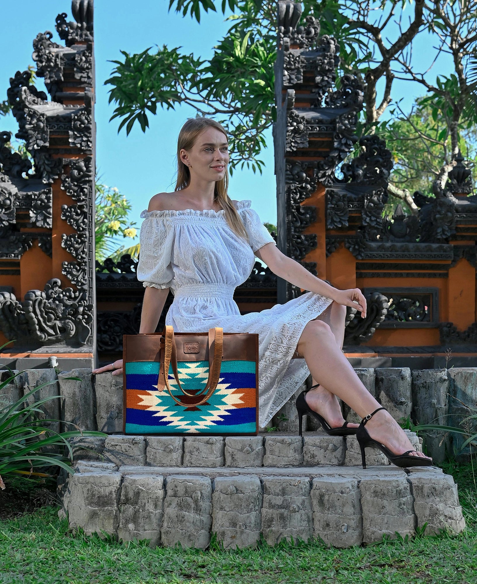 Stylish Leather Tote Bag for Women - Aztec Western Design Handbag - Perfect for Work, Travel & Everyday Use