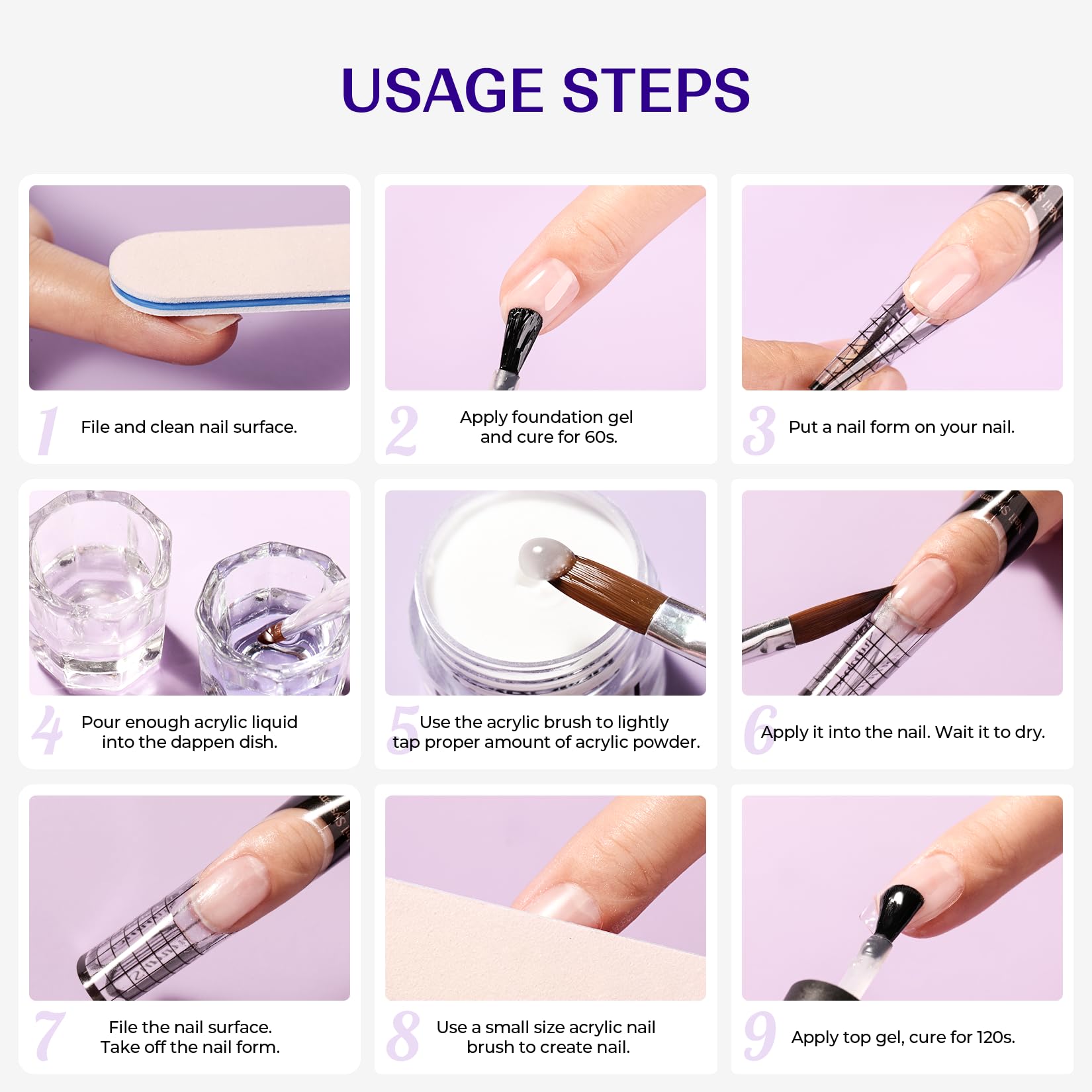 Professional Acrylic Nail Kit for Beginners - Clear White Pink Powder & Liquid Set with Nail Brushes | DIY Manicure & Salon Quality Nails at Home | Perfect for Parties, Weddings & Special Occasions