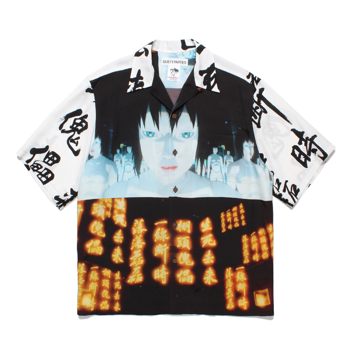 Ghost In The Shell 2 Innocence Type 2 Hawaiian Shirt - White Anime Cyberpunk Style Aloha Shirt for Men & Women | Perfect for Cosplay, Summer Beach Parties, and Anime Conventions