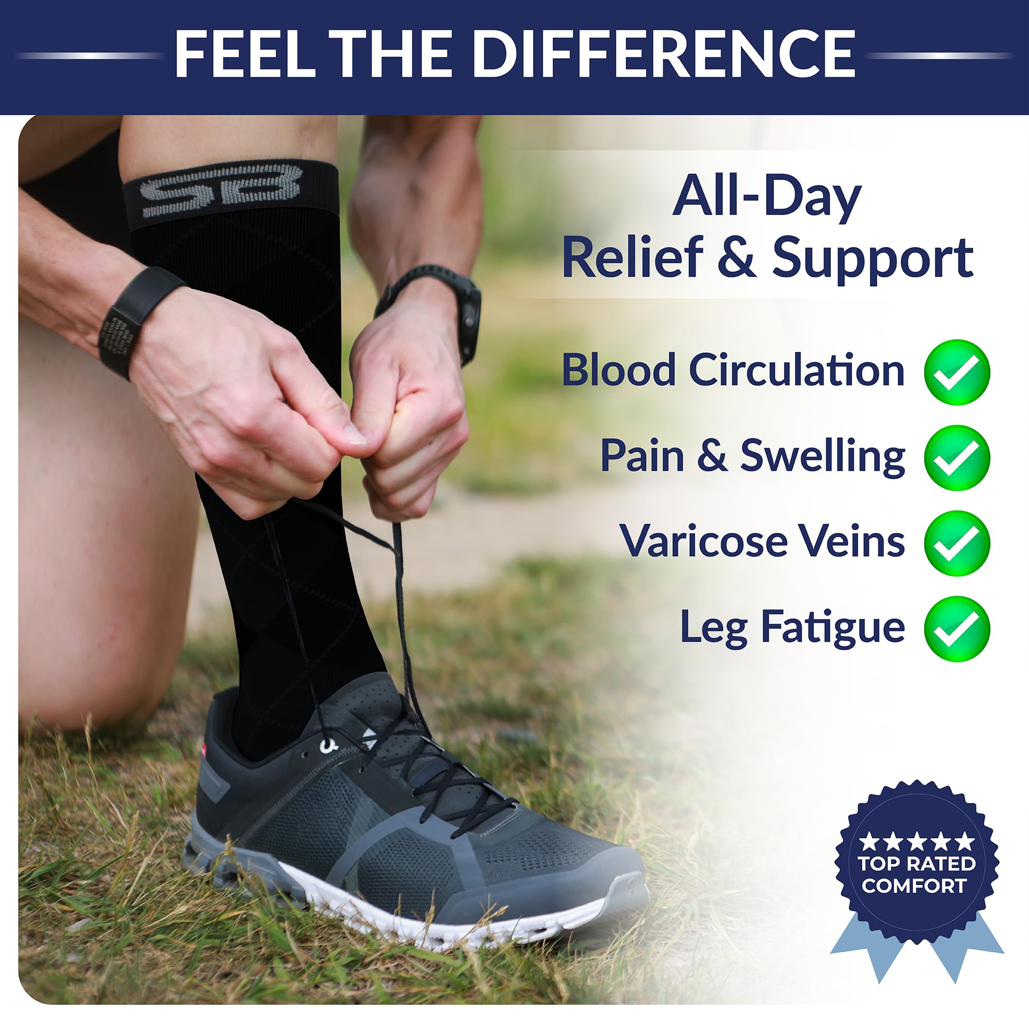 SB SOX Lite 15-20mmHg Compression Socks for Men & Women - Best Graduated Compression Socks for Travel, Running, Nursing & Everyday Use - XXL Size Available - Improve Circulation & Reduce Swelling