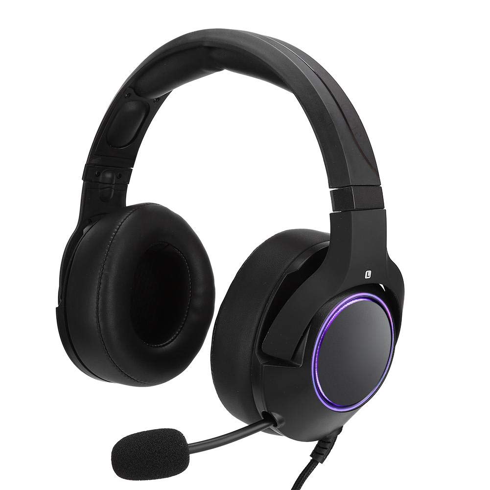 Ergonomic Gaming Headset with Microphone - RGB LED Light Wired Headphones for PS4, PC, Laptop - Comfortable Over-Ear Design for Long Gaming Sessions (Black)