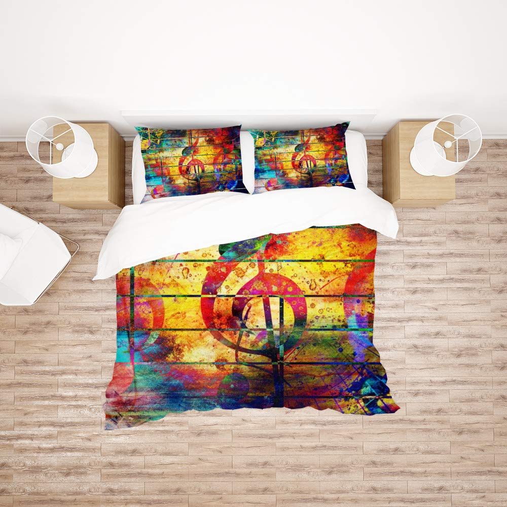 Colorful Music Notes Twin Size Duvet Cover Set - 1 Duvet Cover & 2 Pillow Shams, Soft Bedding for Teens & Kids, Perfect Gift for Boys & Girls - Ideal for Teen Bedrooms, Dorm Rooms & Sleepovers