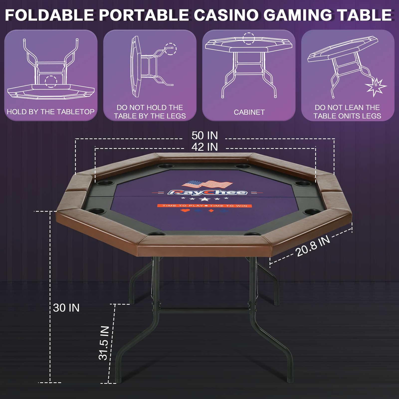 8-Player Foldable Poker Table - 50