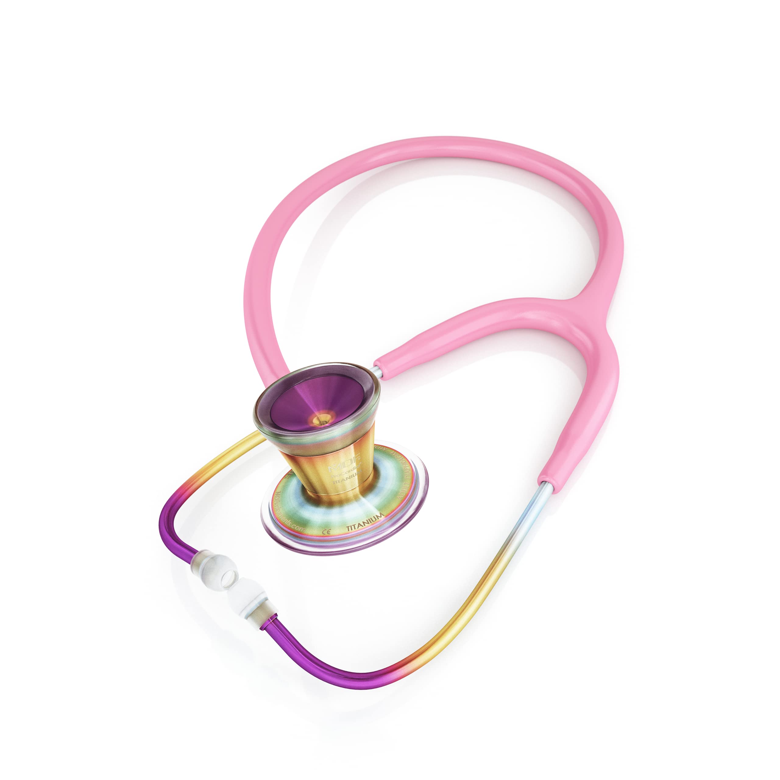MDF797TKL01 Lightweight Titanium Dual Head Cardiology Stethoscope for Adults - Pink Tube with Kaleidoscope Chestpiece & Headset - Ideal for Medical Professionals, Nurses & Students - Perfect for Cardiac Auscultation & Clinical Diagnosis
