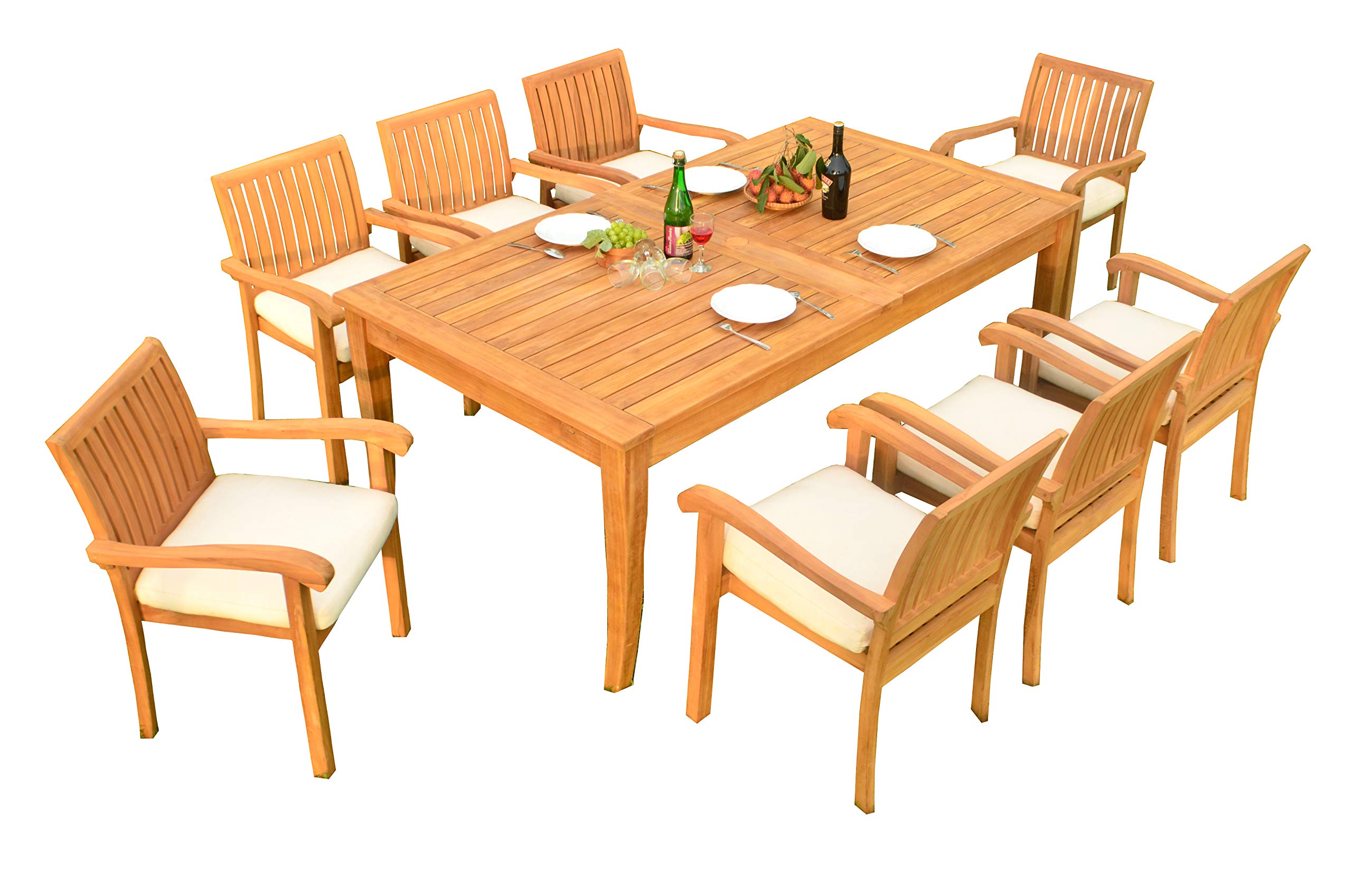 Premium 9-Piece Outdoor Patio Teak Dining Set - 118