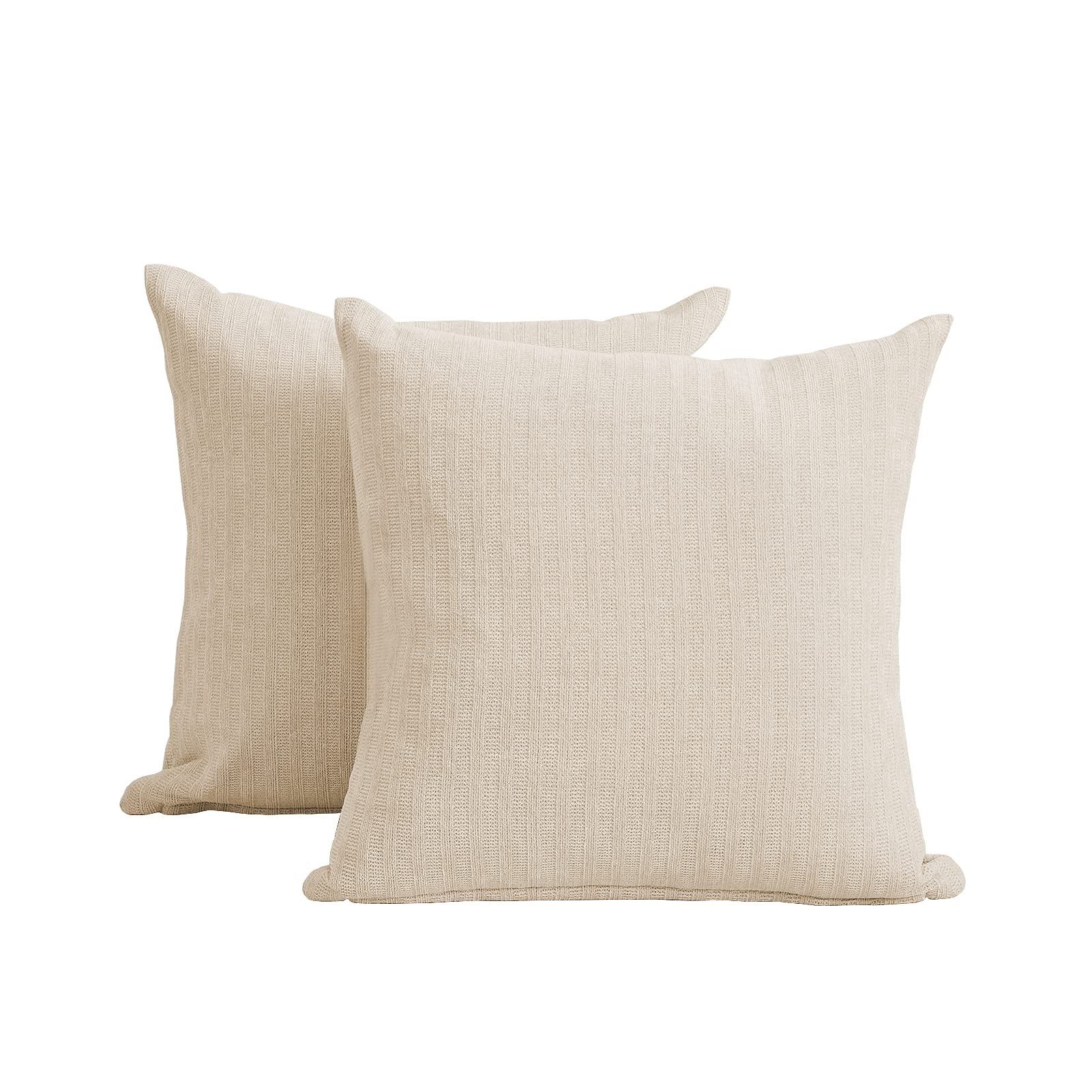 Soft Chenille Pillow Covers 20x20 Inches - 2 Pack Cozy Decorative Cushion Cases for Bedroom, Living Room, Sofa & Chair - Beige | Perfect for Home Decor, Relaxation & Adding Warmth to Any Space