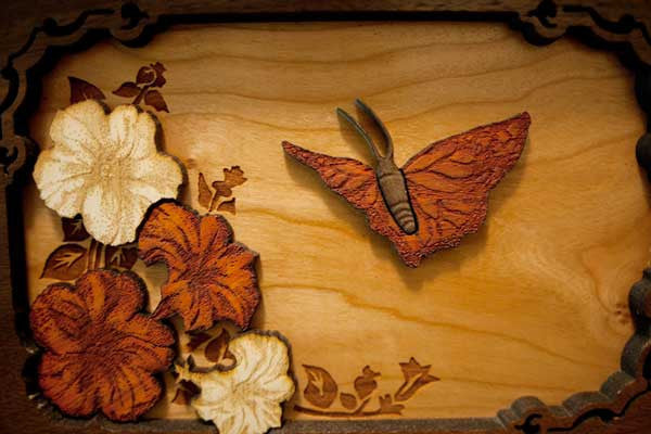 Astoria Butterfly Cremation Urn - Handcrafted Dimensional Art Inlay for Ashes | Memorial Keepsake for Loved Ones | Perfect for Home Display & Funeral Services