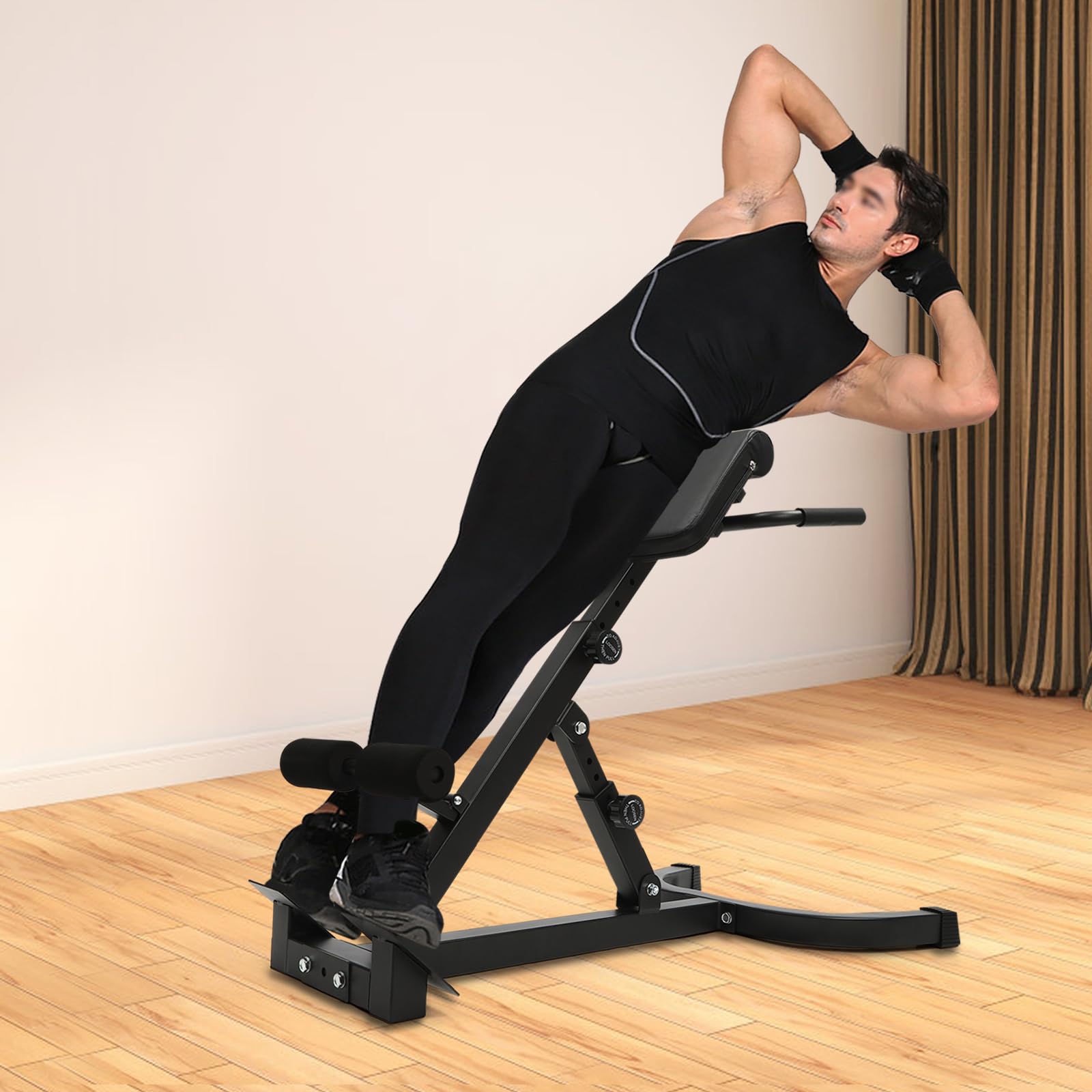 5-Level Adjustable Hyperextension Roman Chair - Back Extension Machine for Glute, Hamstring & Ab Workouts - Home Gym Sit-Up Bench - Perfect for Core Training & Strength Exercises