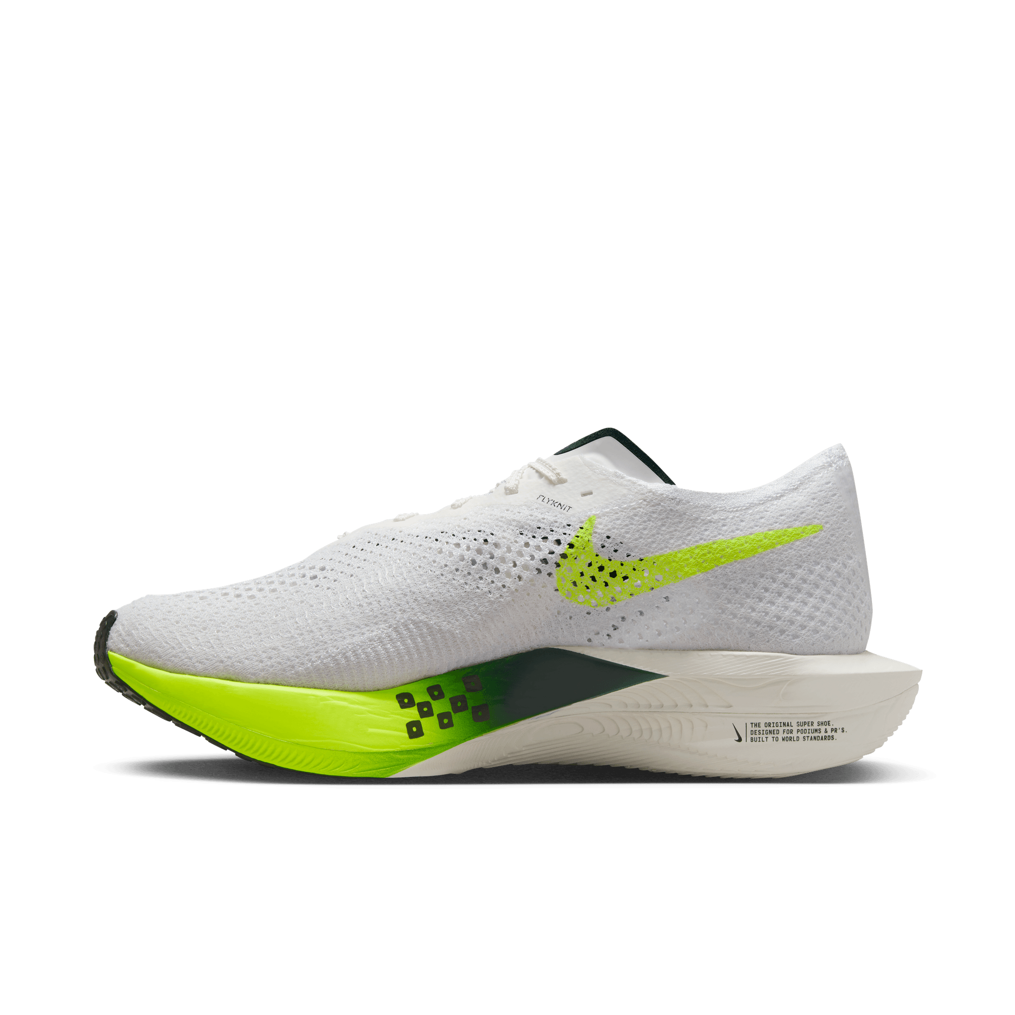 Nike Men's ZoomX Vaporfly 3 Running Shoes - White/Pro Green Volt Sail - Lightweight Racing Sneakers for Marathon & Road Running