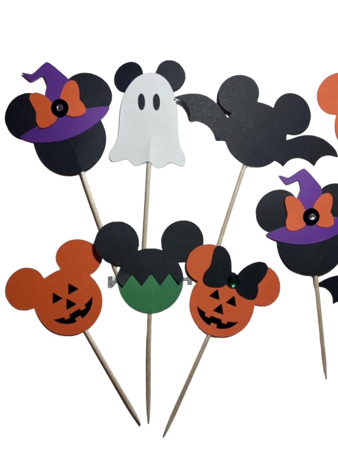 Halloween Mickey and Minnie Mouse Cupcake Toppers - 24pcs Cute Disney-Inspired Decorations for Halloween Party, Birthday Cakes, and Baking Supplies | Perfect for Cupcakes, Cookies, and Dessert Decorating