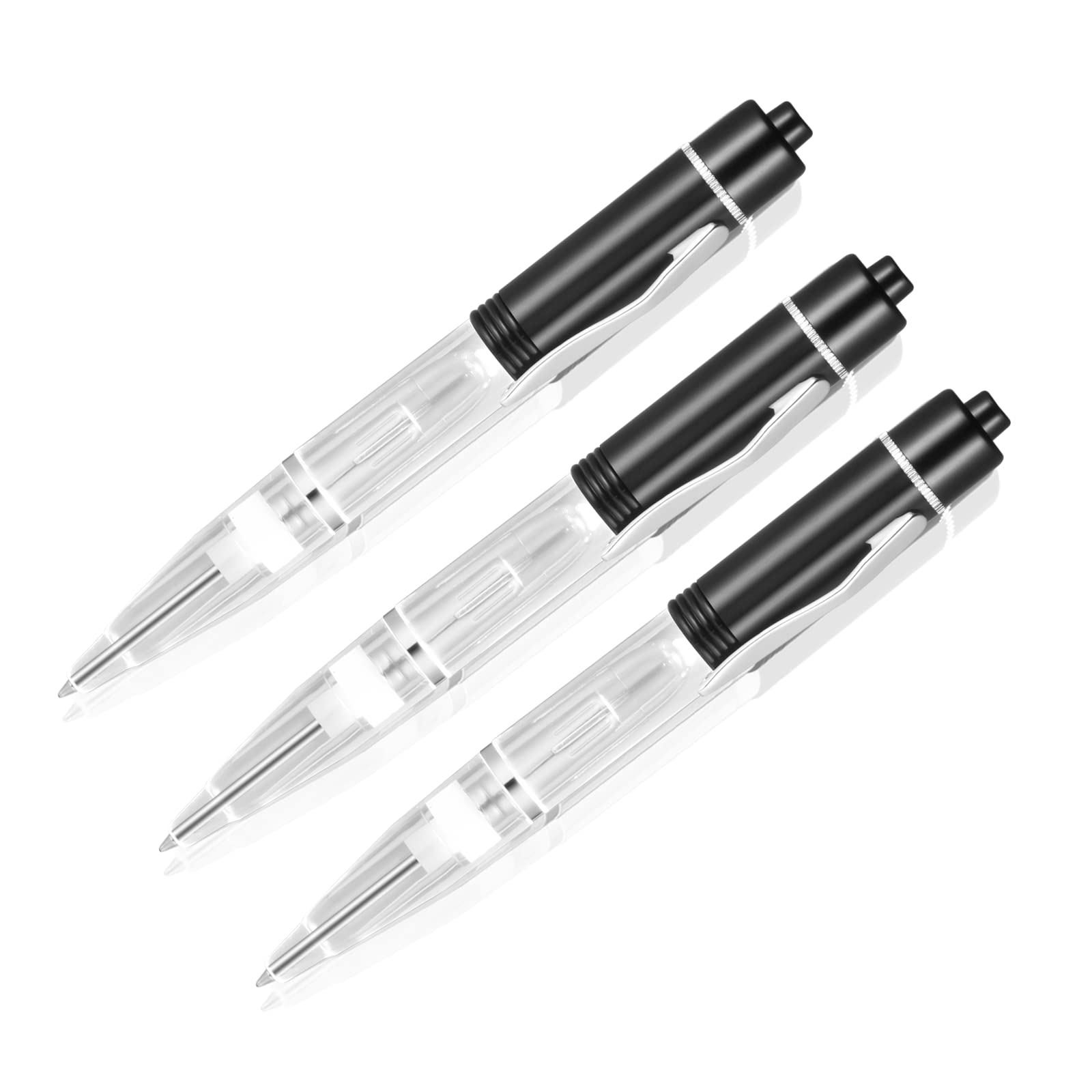 Glovion LED Light Pen - 3 Pack White Light Ballpoint Pens with Black Shell for Night Writing, Reading & Signing in Low Light Conditions