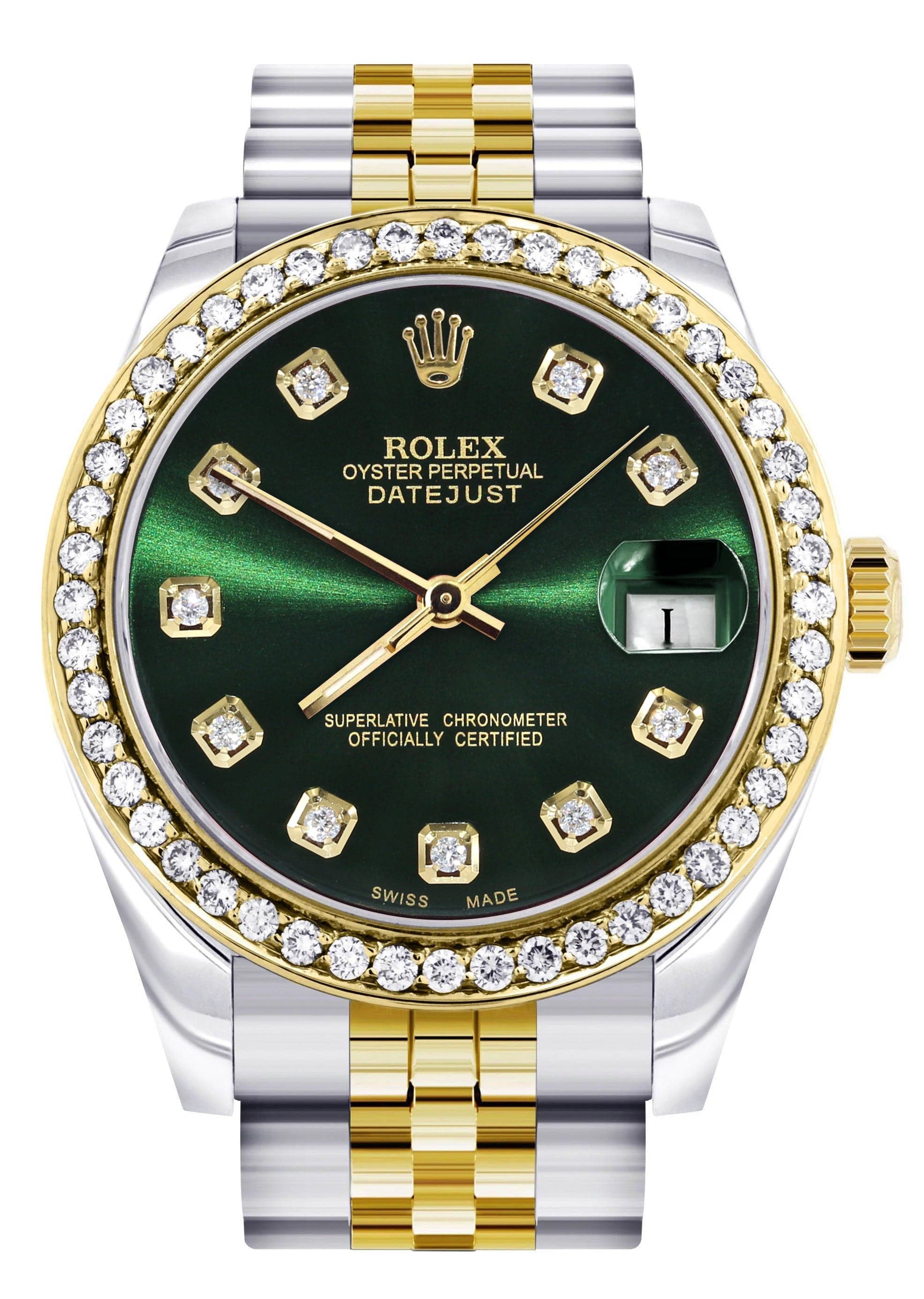 Luxury Diamond Gold Rolex Watch for Women - 31MM Green Dial with Diamond Bezel & Jubilee Band - Perfect for Gifts, Special Occasions and Everyday Elegance