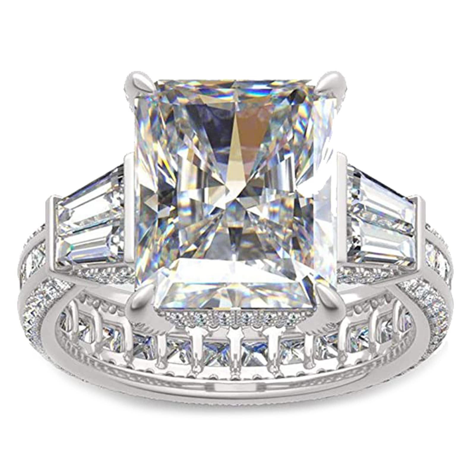 Jeulia 3 Carat Radiant Cut Diamond Engagement Ring for Women - 925 Sterling Silver Cubic Zirconia Wedding Band, Anniversary & Promise Ring - Perfect Romantic Gift for Her, Valentine's Day, Proposal or Special Occasion