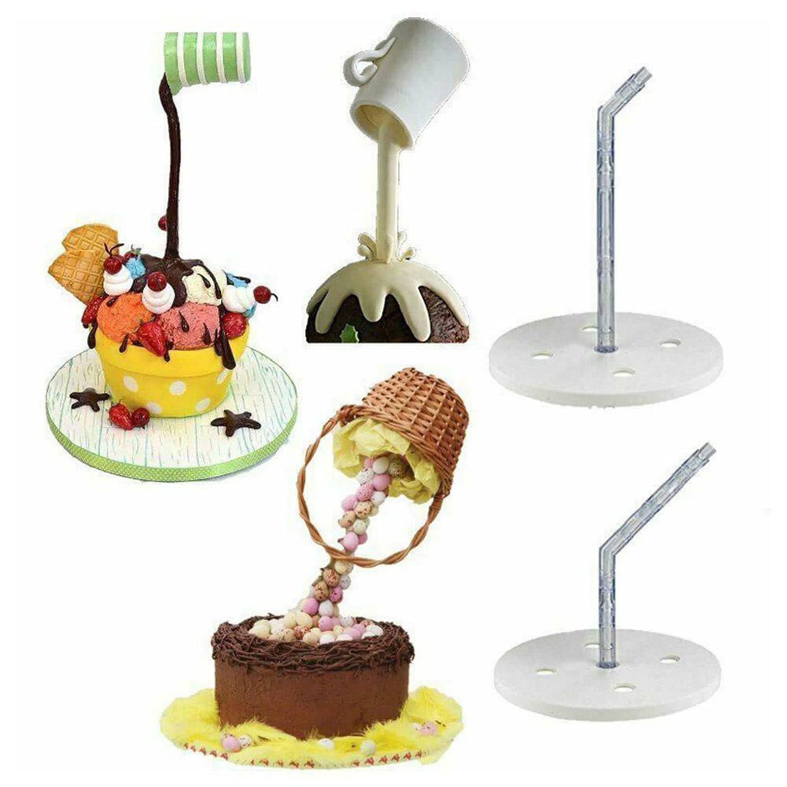 Anti Gravity Cake Stand Kit - Adjustable Height Floating Cake Support for Decorating, Transparent Cake Decor Supplies | Perfect for Wedding, Birthday & Special Event Cakes