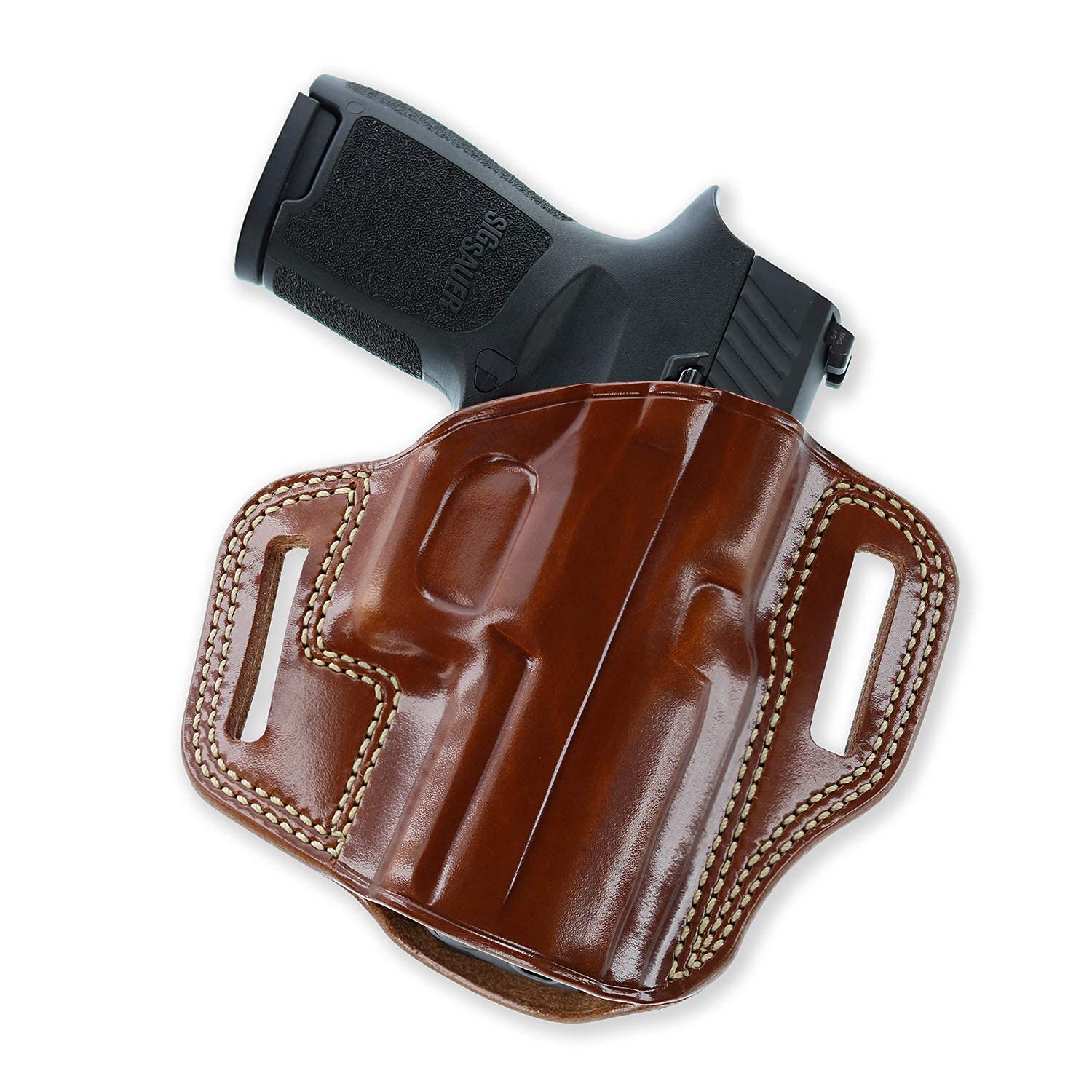 GALCO CM226 Combat Master Right Hand Tan Leather Belt Holster for Pistols - Concealed Carry, Duty & Outdoor Use - Perfect for Police, Security & Hunting