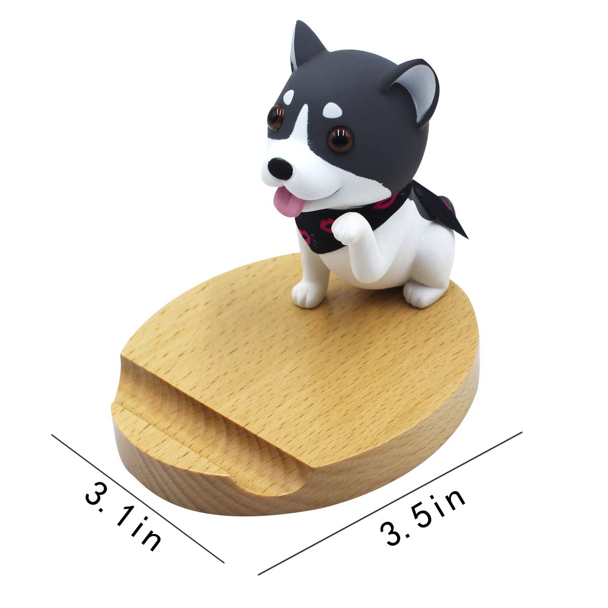 Wooden Cute Dog Phone Stand - Adjustable Cell Phone Holder for Desk, Perfect for iPhone & Android - Ideal for Home, Office, and Gift Giving