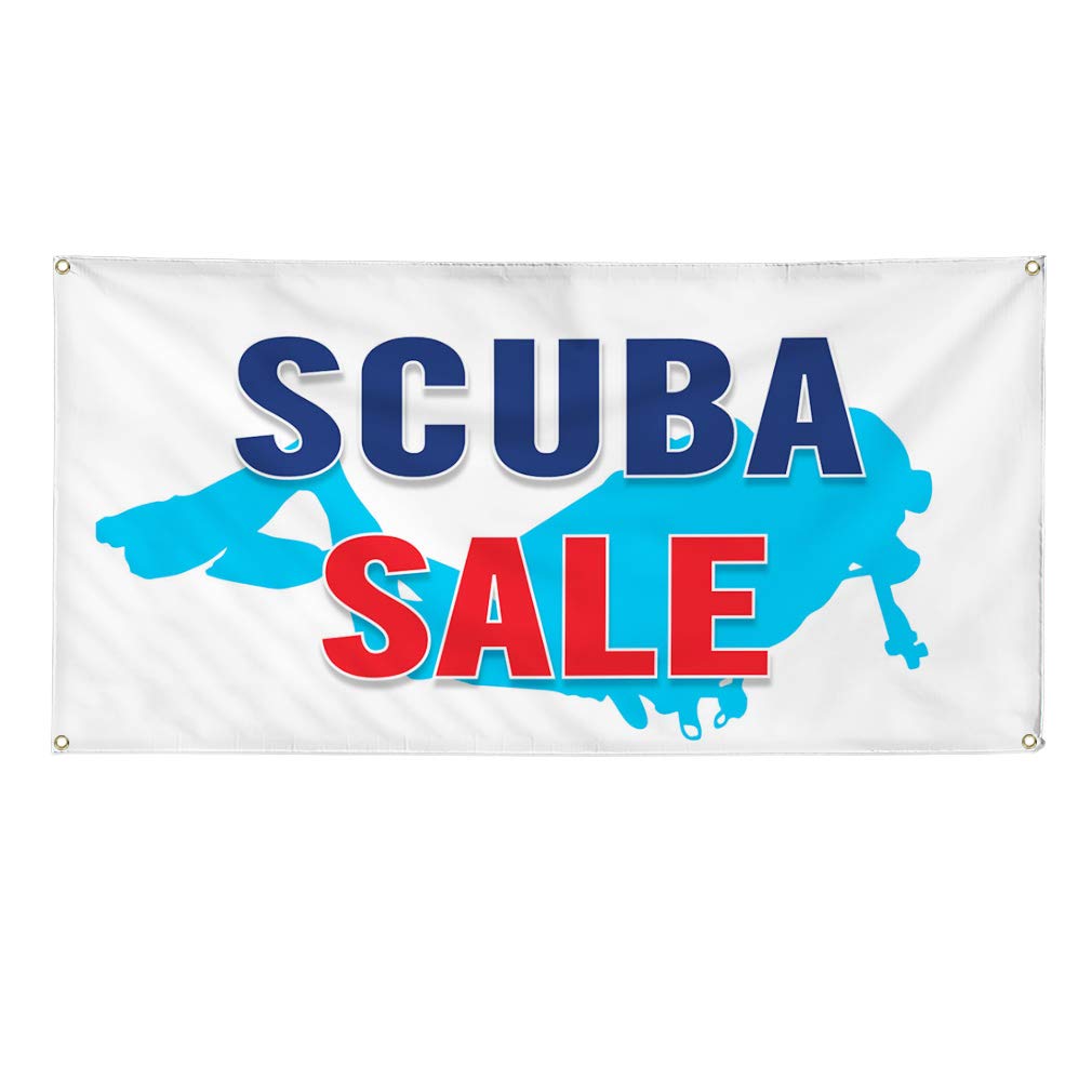 Premium Vinyl Banner - Multiple Sizes (48x96 Inches) | Weatherproof, Industrial Strength for Outdoor Business Signs | 8 Rustproof Grommets | Ideal for Yard Sales, Scuba Promotions & Commercial Advertising