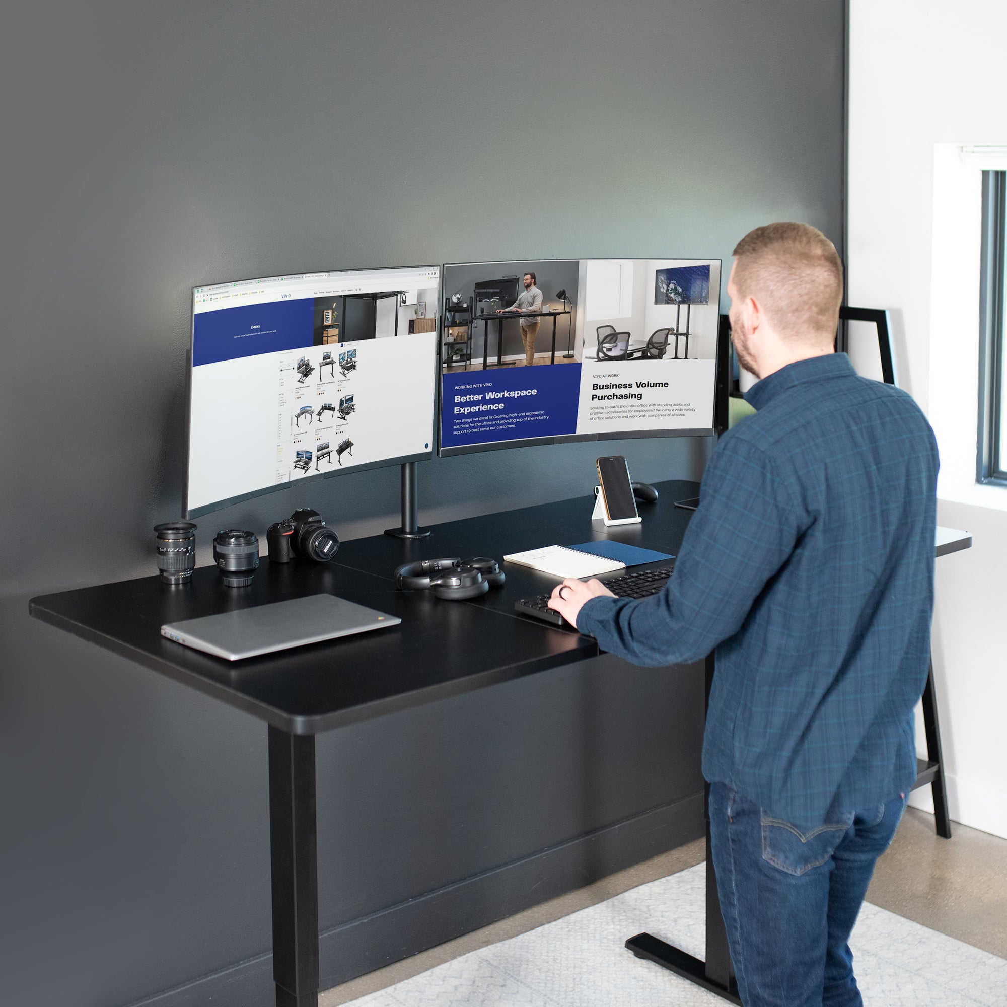 1B Split Top Series Single Motor Electric Standing Desk with Push Button Memory Controller - Perfect for Home Office, Gaming & Study Workspace