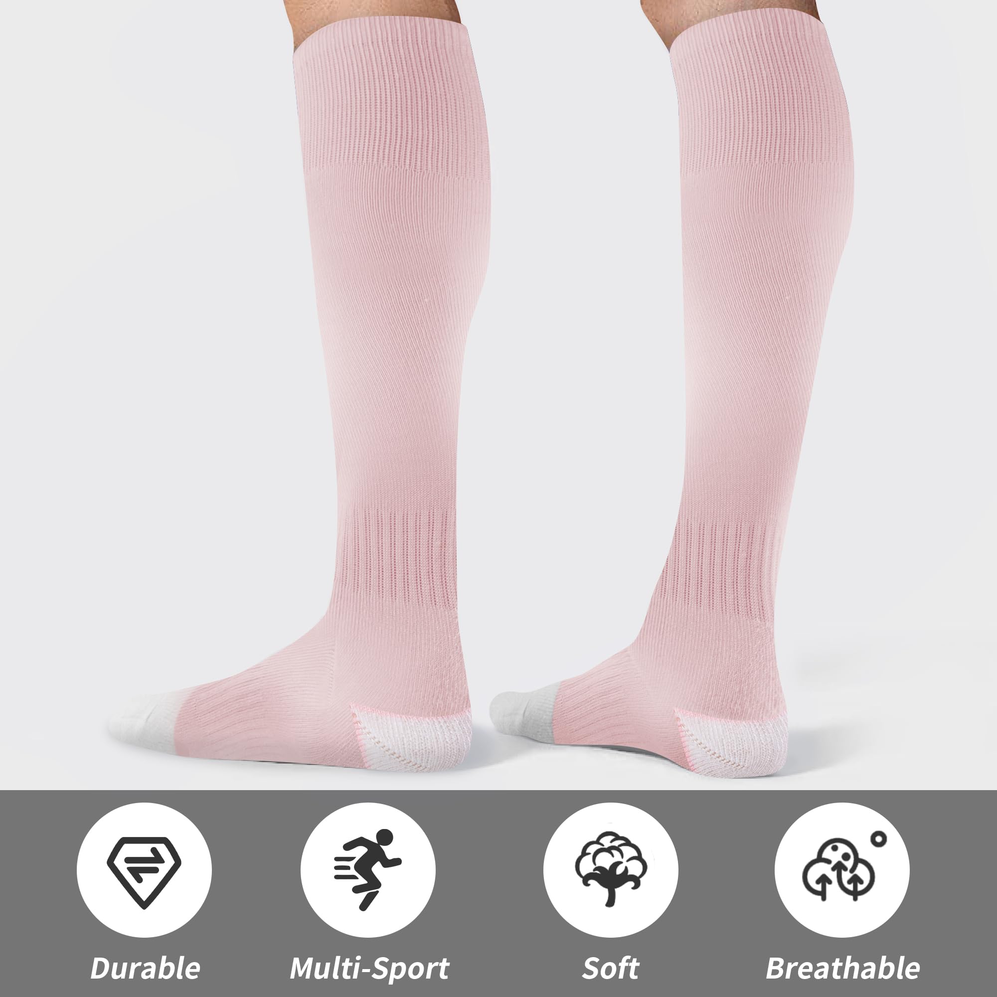 GRAPMKTG 3 Pairs Soccer Football Socks - Breathable Athletic Socks for Youth, Men & Women - Perfect for Baseball, Softball, Running & Sports Training