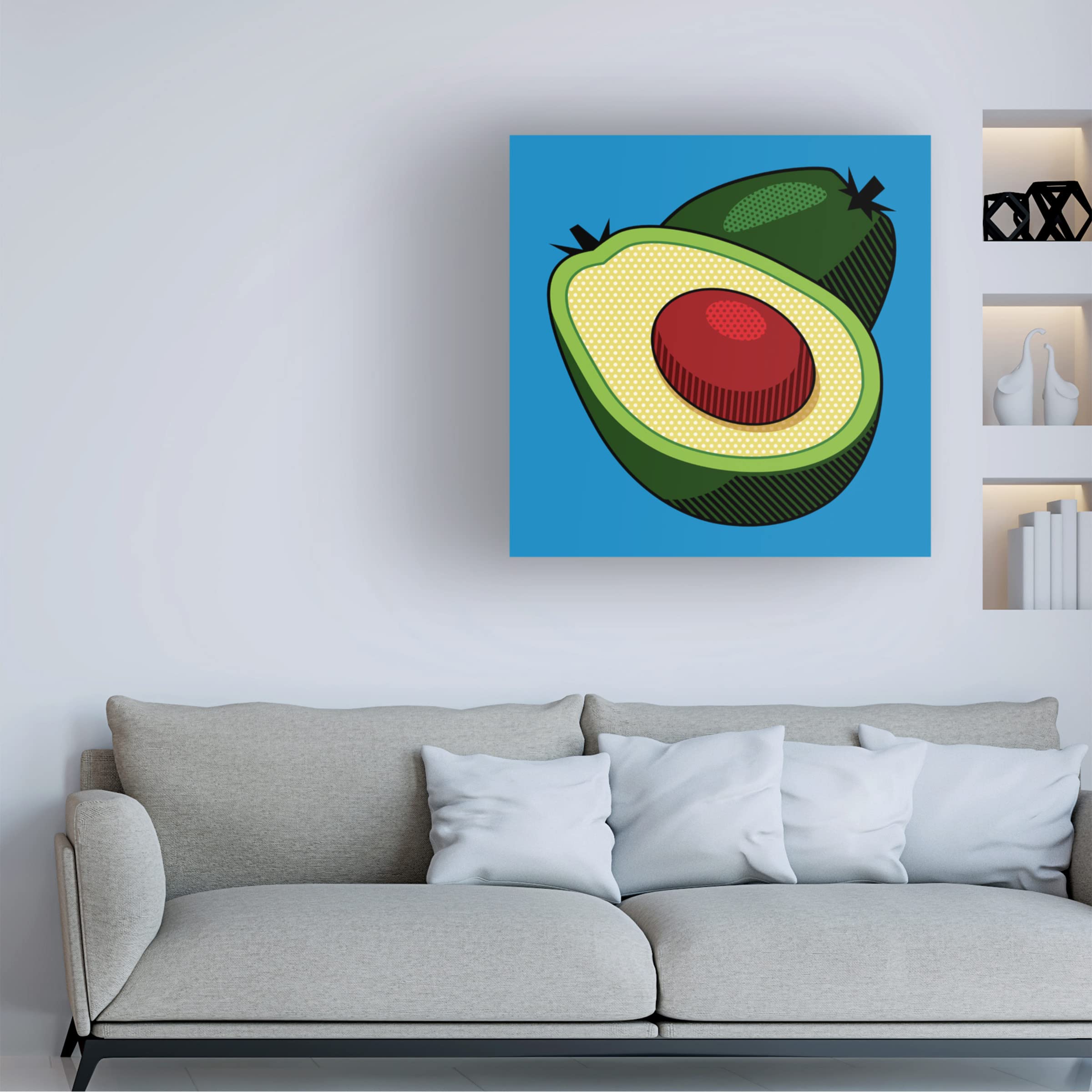 Trademark Fine Art 'Avocado On Blue' Canvas Wall Art Print by Ron Magnes - Modern Kitchen Decor & Dining Room Wall Art for Home Decor