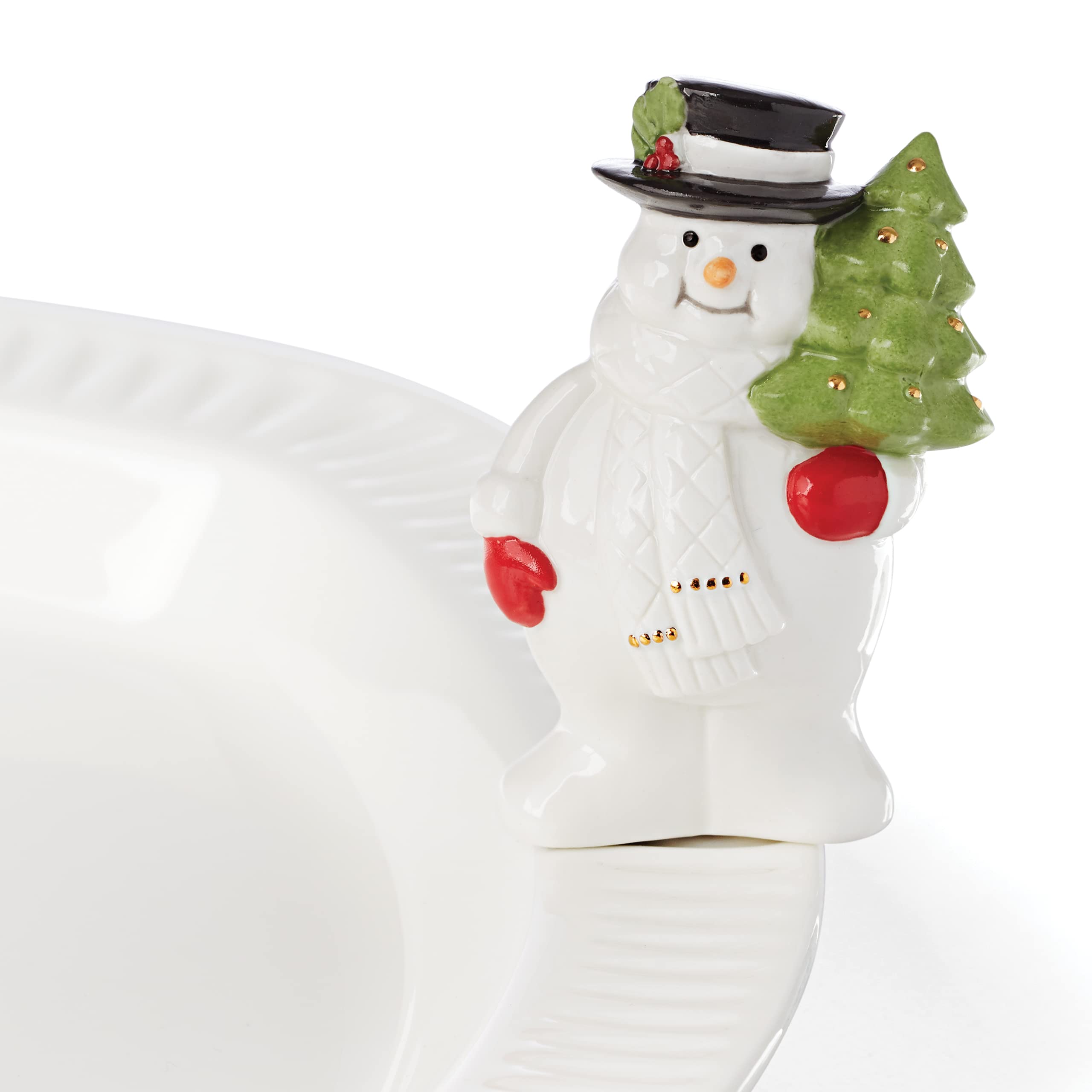 Lenox 894246 White Winter Snowman Popper - Christmas Holiday Party Serving Platter for Festive Gatherings & Hosting Gifts